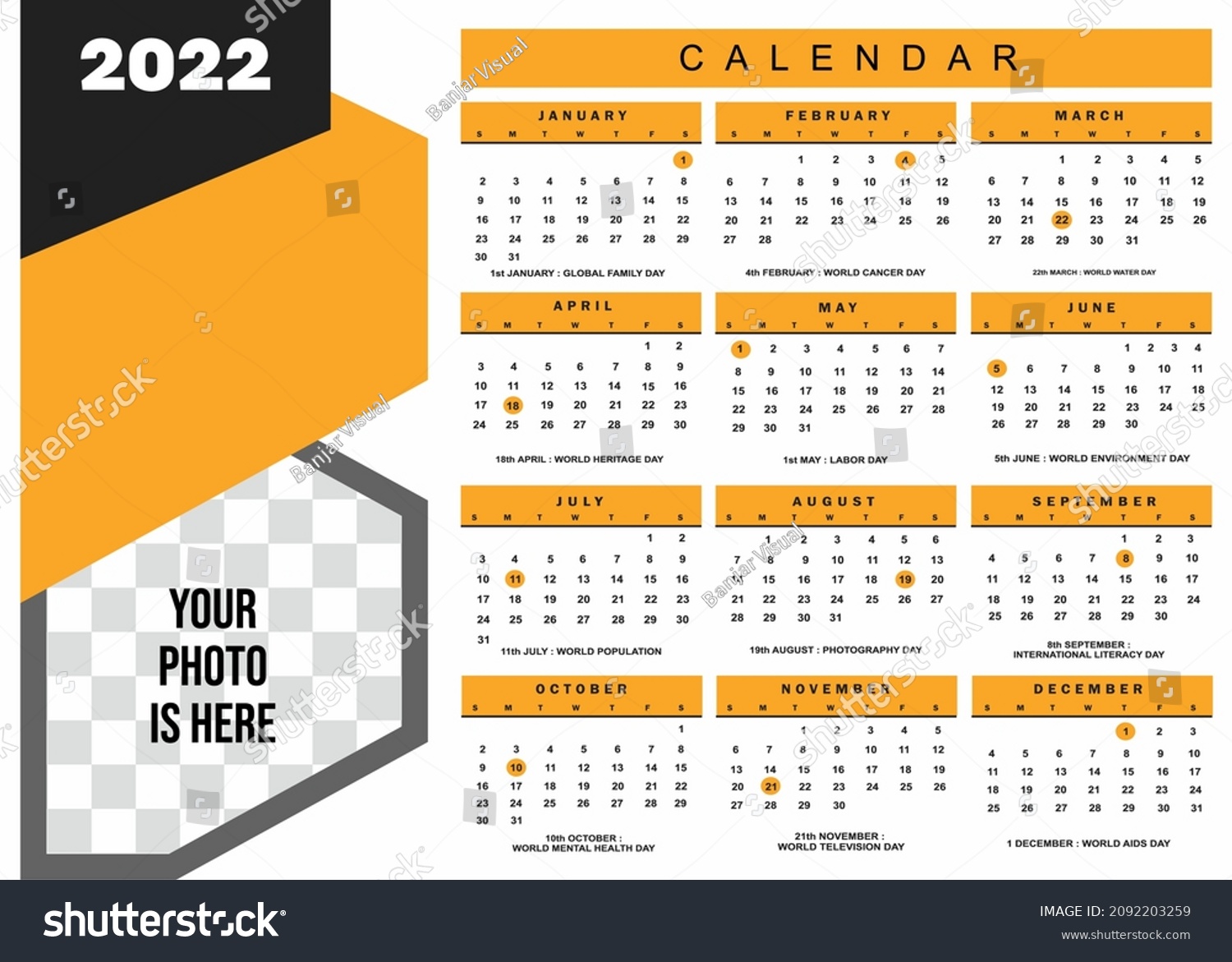 Creative 2022 Calendar Design Vector File Stock Vector (Royalty Free ...