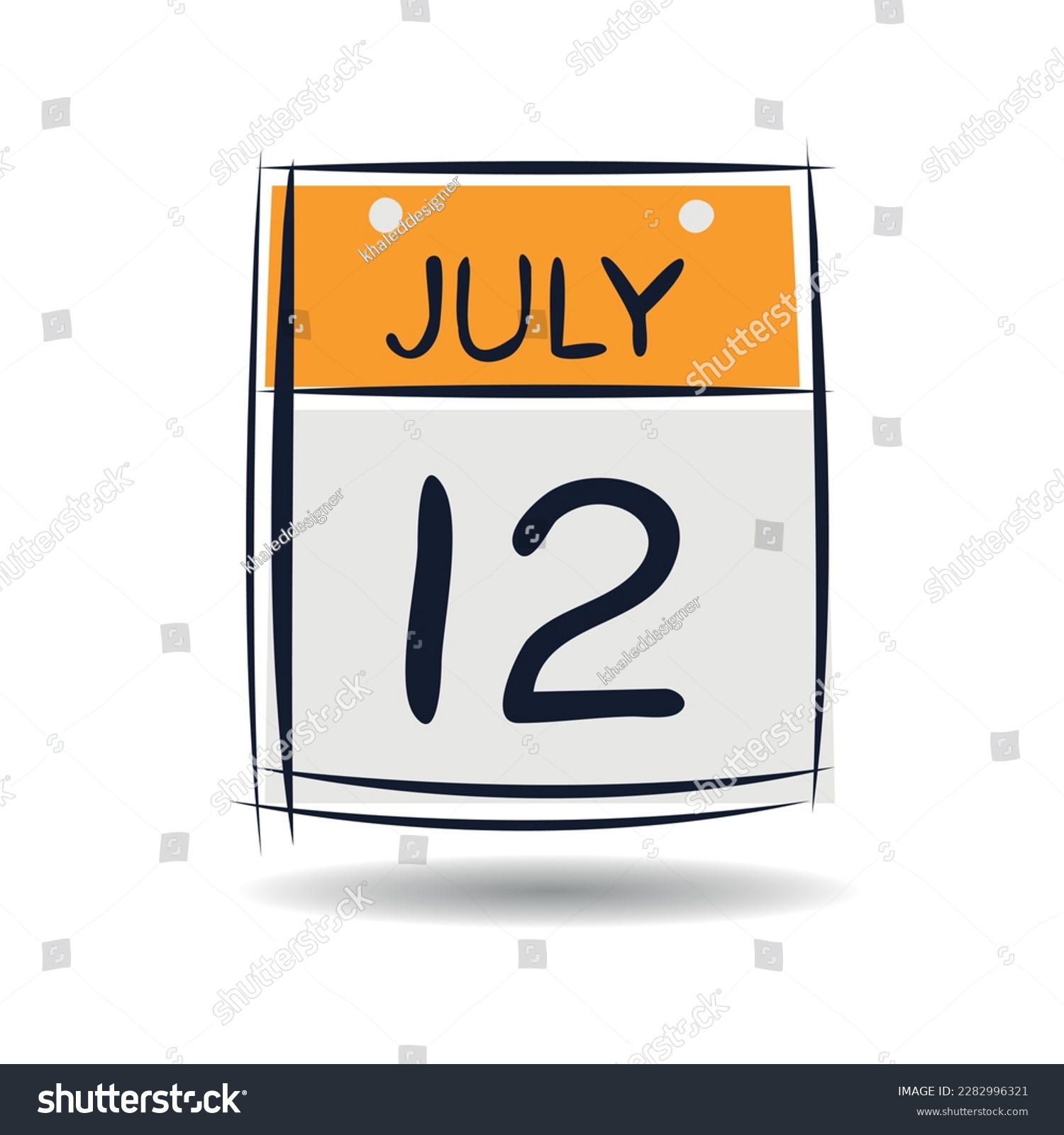 SVG of Creative calendar page with single day (12 July), Vector illustration. svg