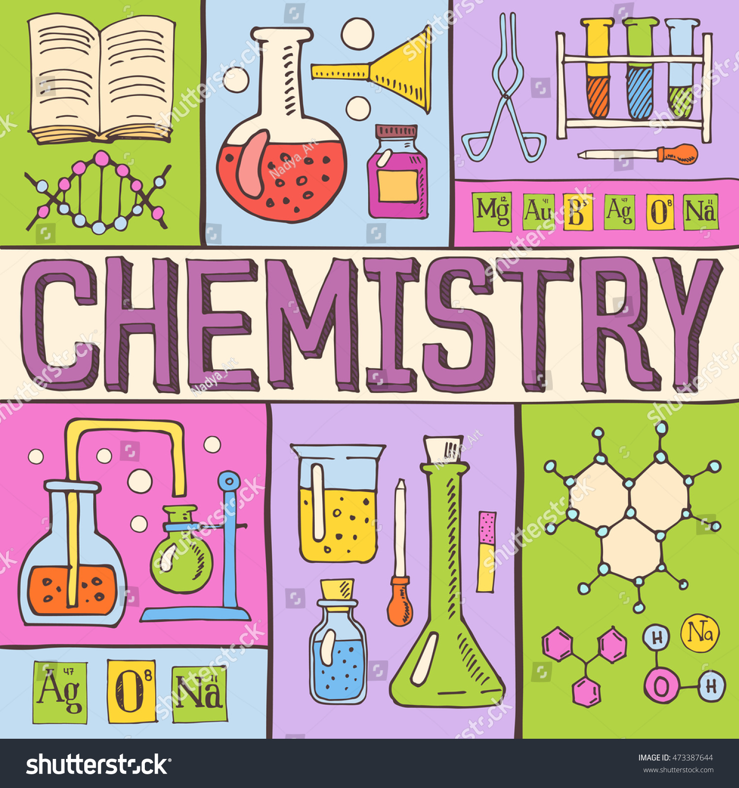 Creative Chemistry Hand Drawn Colorful Vector Stock Vector (Royalty ...