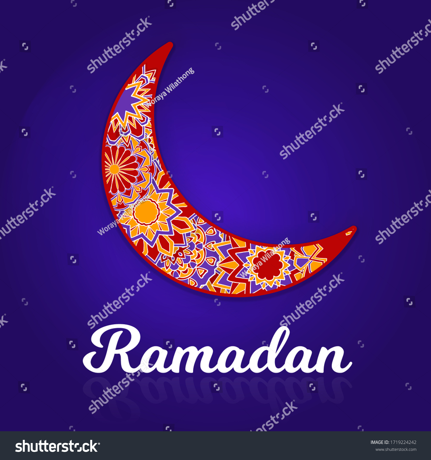 Creative Colourful Crescent Moon Hanging Stars Stock Vector (Royalty ...