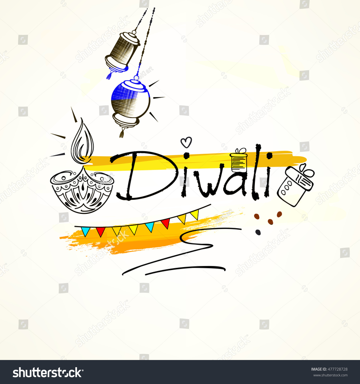 Creative Diwali Text Line Art Based Stock Vector Royalty Free