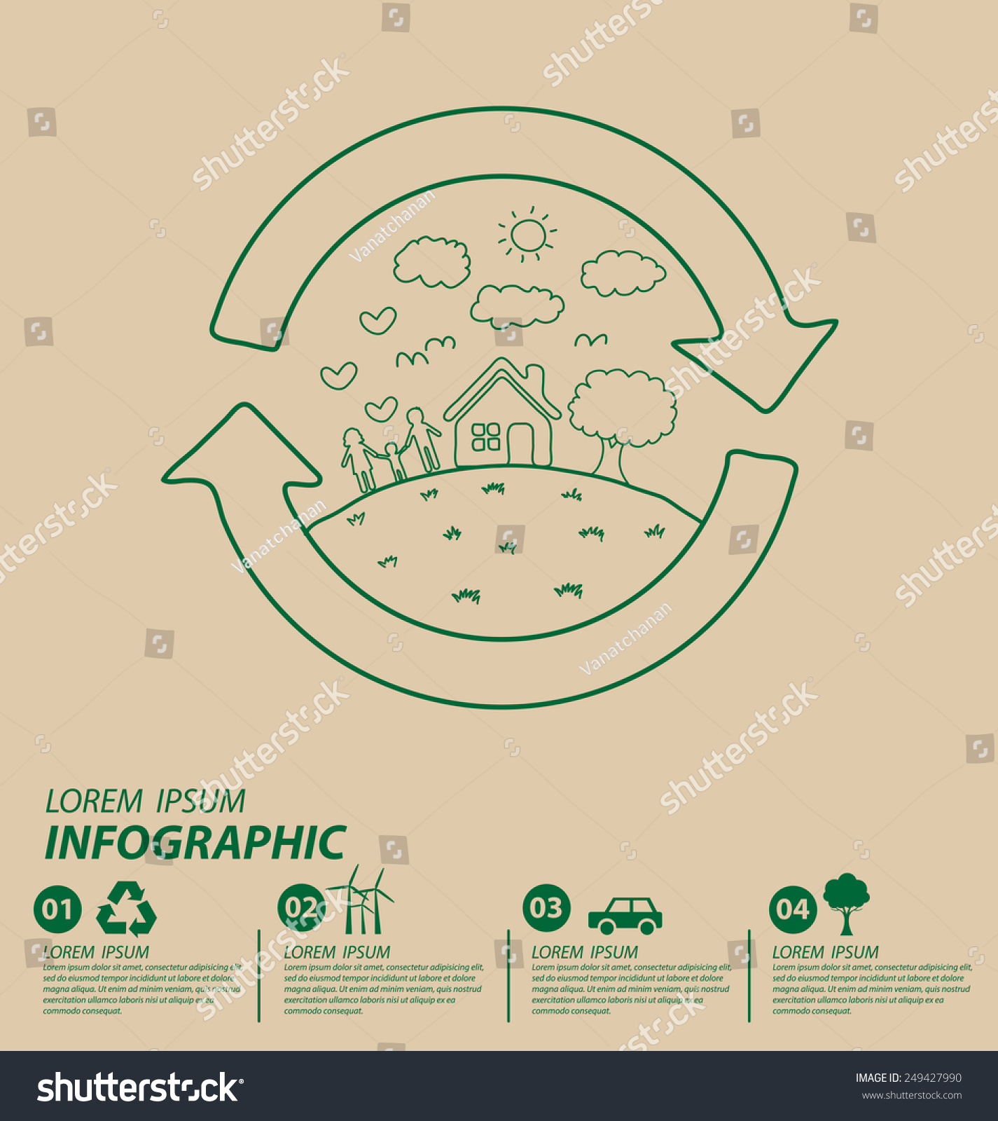 Creative Drawing Ecology Concept Vector Illustration Stock Vector ...