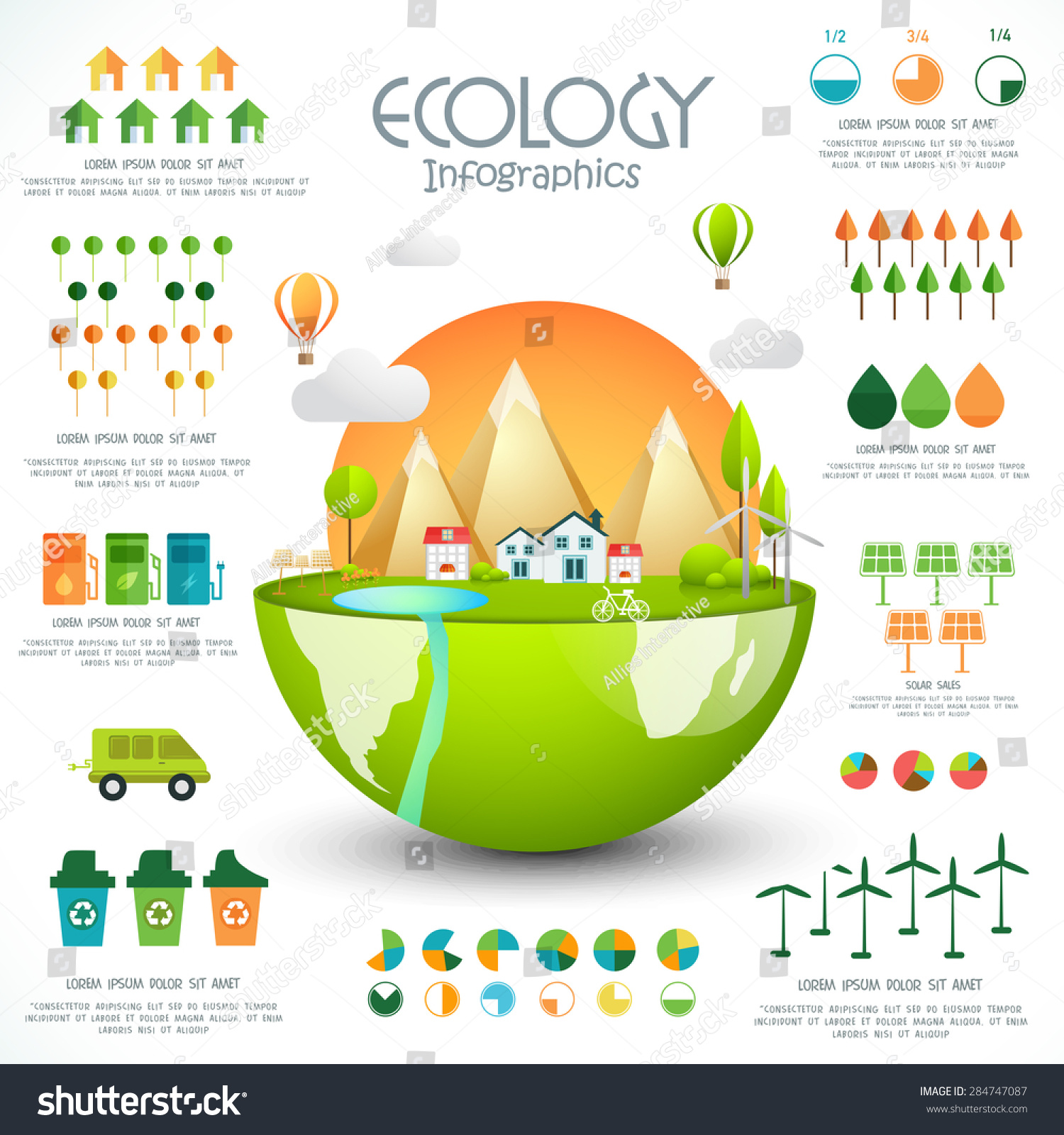 Creative Ecology Template Layout With Glossy City View And Various ...