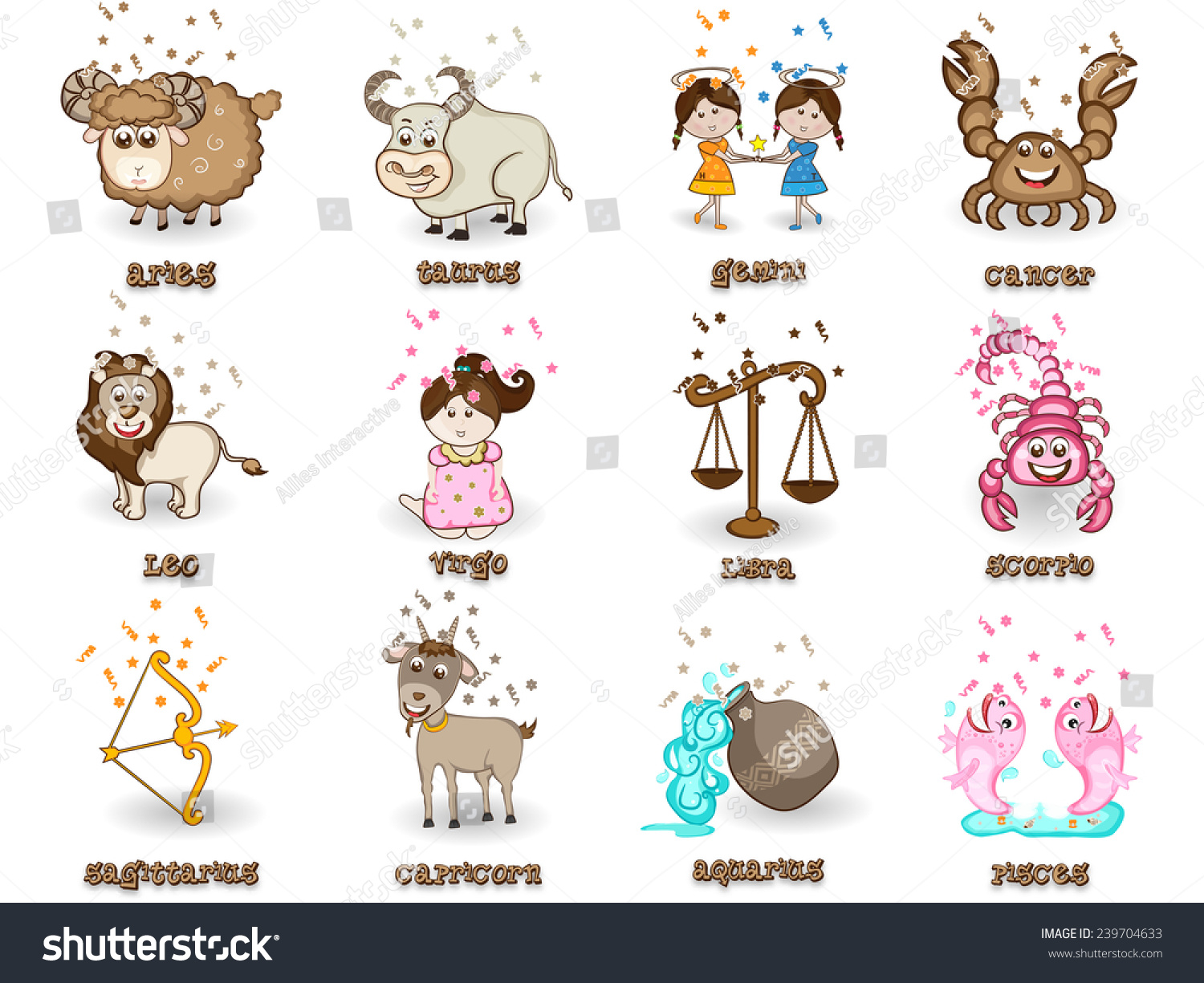 Creative Funny Twelve Zodiac Or Horoscope Sign On Beige Background ...