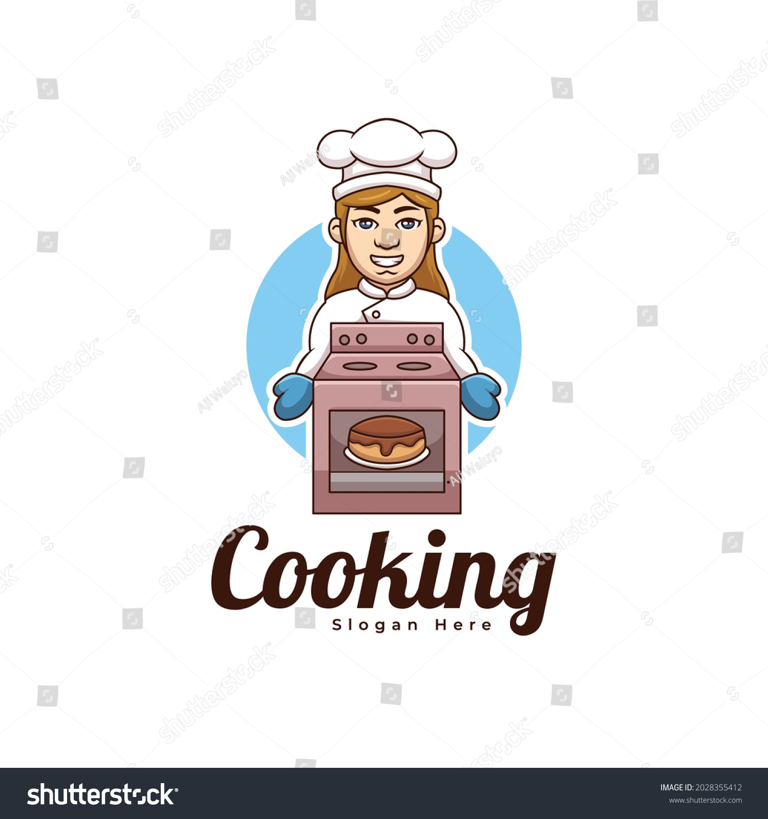 Creative Girl Cooking Chef Bakery Cartoon Stock Vector (Royalty Free ...