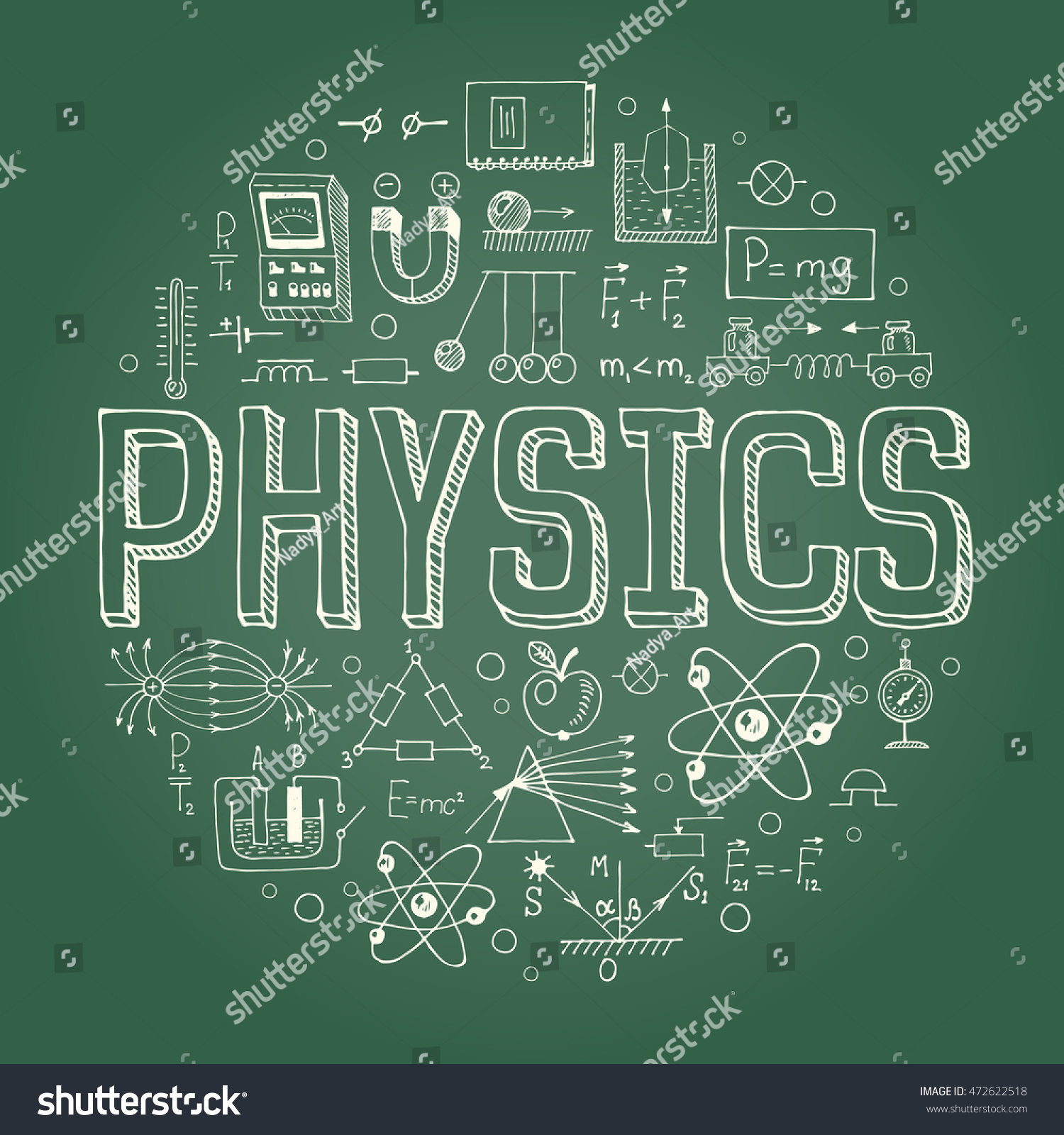 Creative Hand Drawn Vector Physics Background Stock Vector 472622518 ...