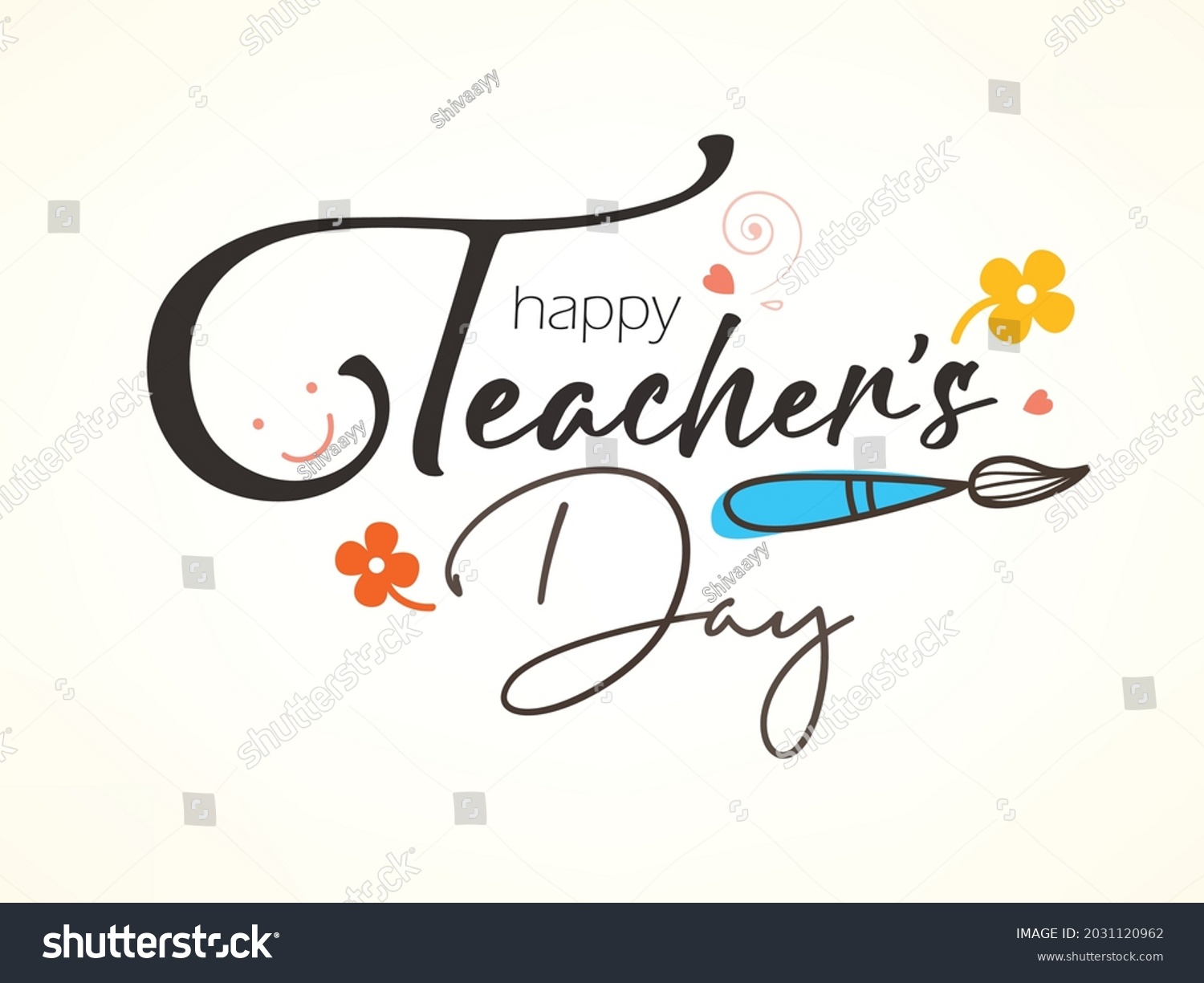 Creative Hand Lettering Text Happy Teachers Stock Vector (Royalty Free ...