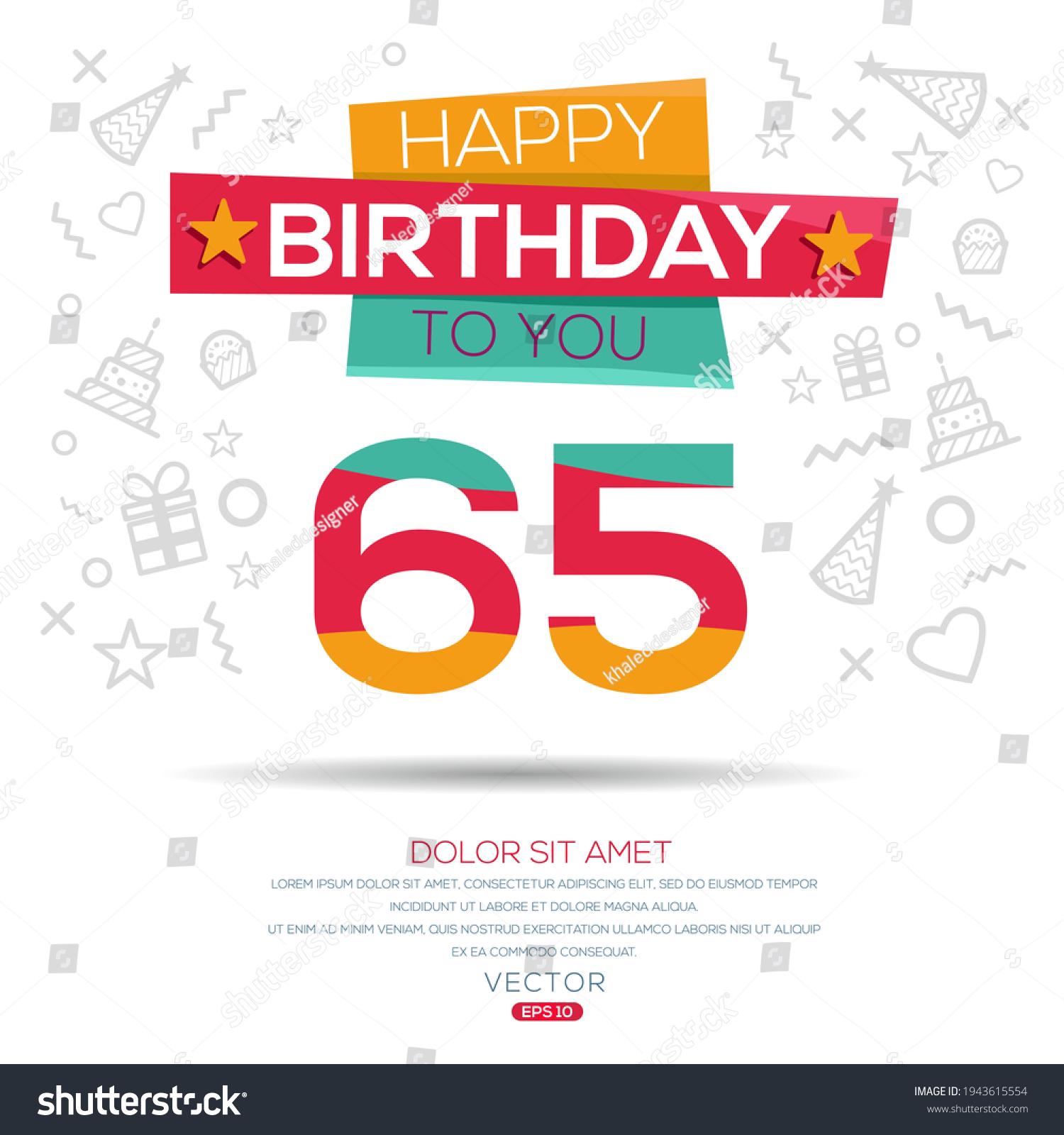 Creative Happy Birthday You Text 65 Stock Vector (Royalty Free ...