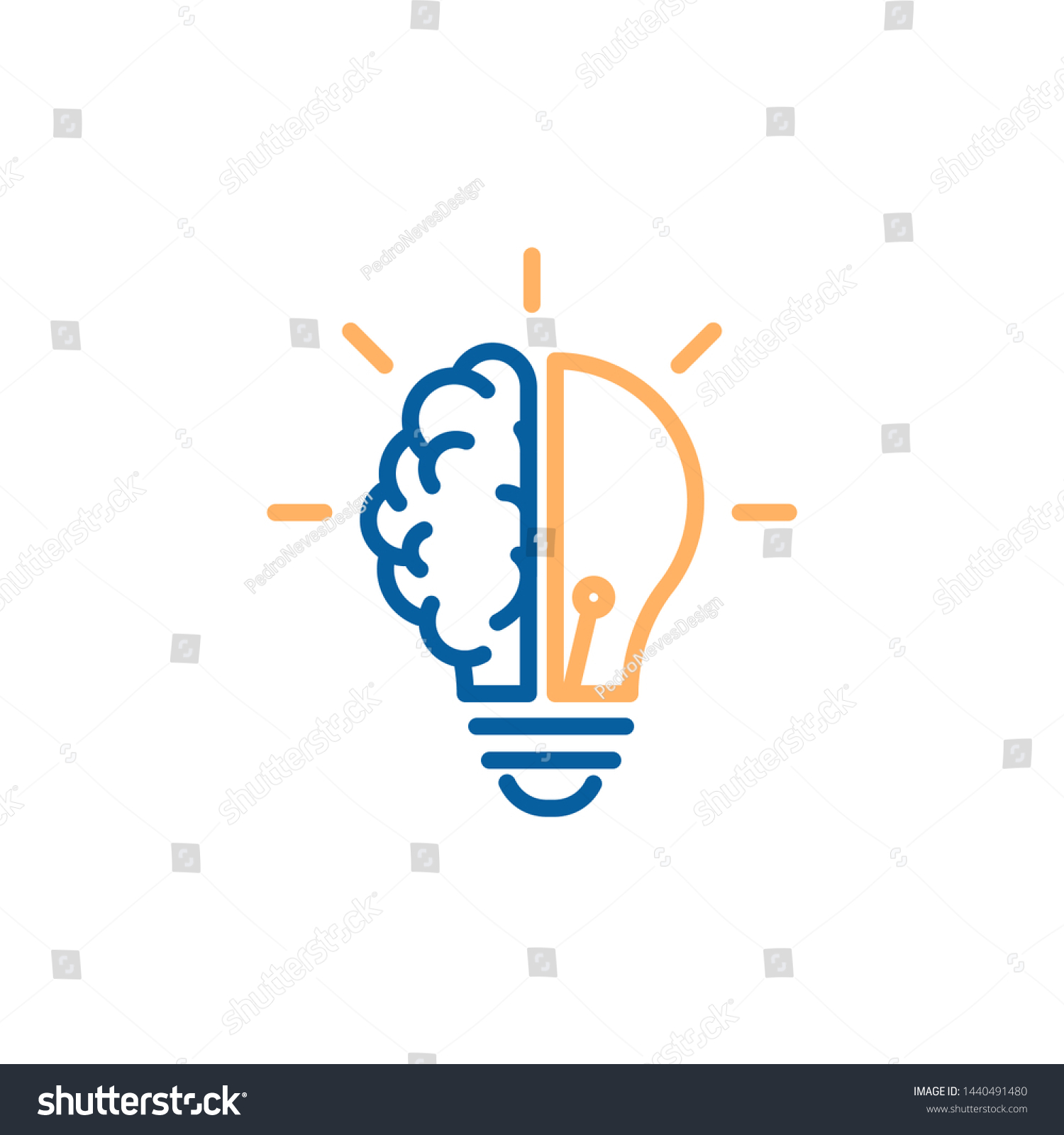 Creative Icon Half Brain Half Lightbulb Stock Vector (Royalty Free ...