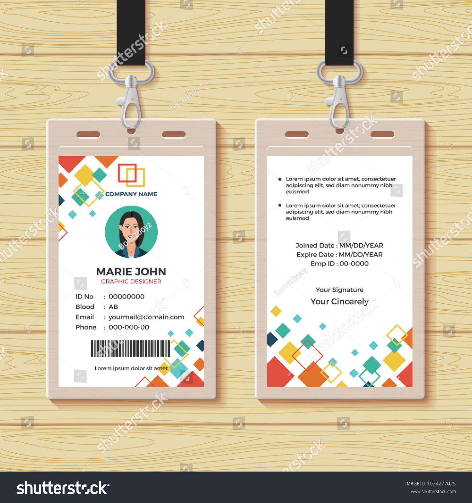 Creative Id Card Design Template Stock Vector (Royalty Free) 1034277025 ...