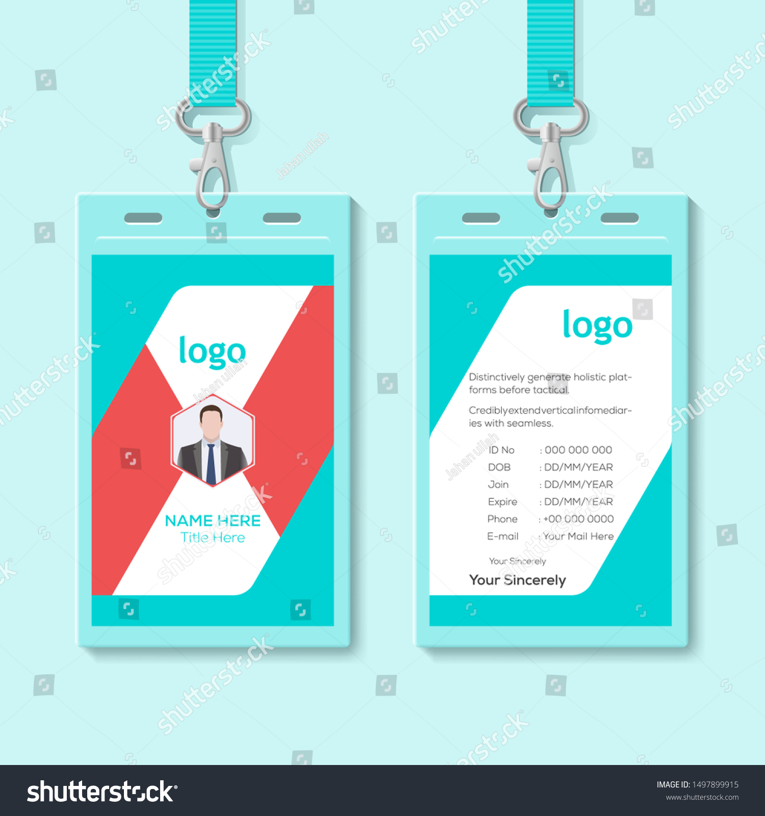 Creative Id Card Template Abstract Blue Stock Vector (Royalty Free ...