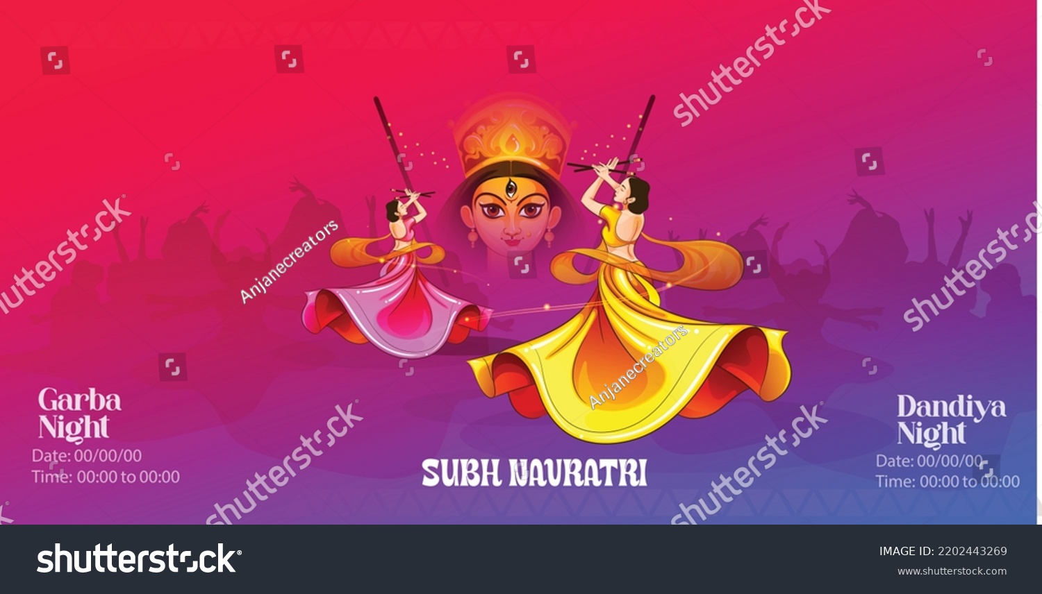 SVG of Creative illustration for Dandiya and Garba night, Happy Navratri wishes svg
