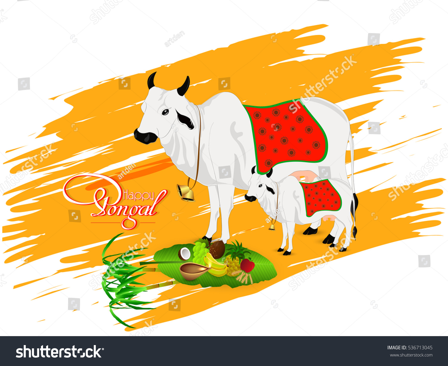 creative illustration pongal celebration background cow stock vector