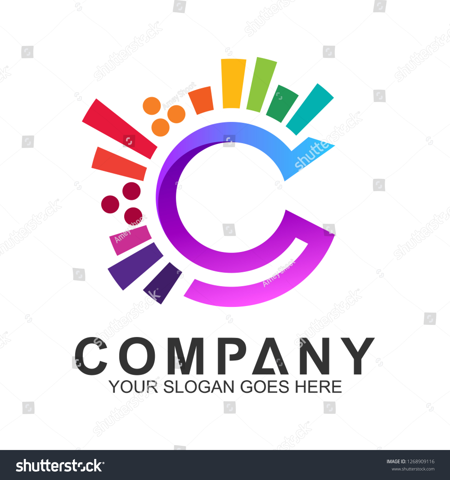 Vektor Stok Creative Letter C Logo Design Colorful Tanpa Royalti 1268909116 Shutterstock 6639