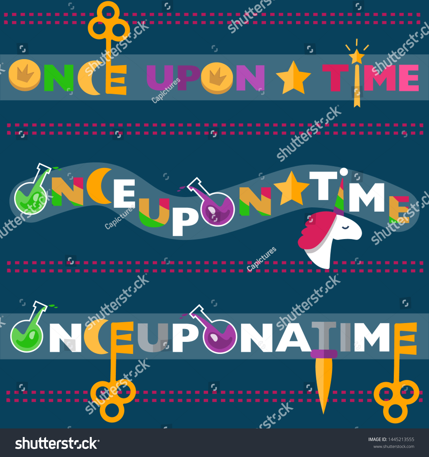 Creative Phrase Design Once Upon Time Stock Vector Royalty Free