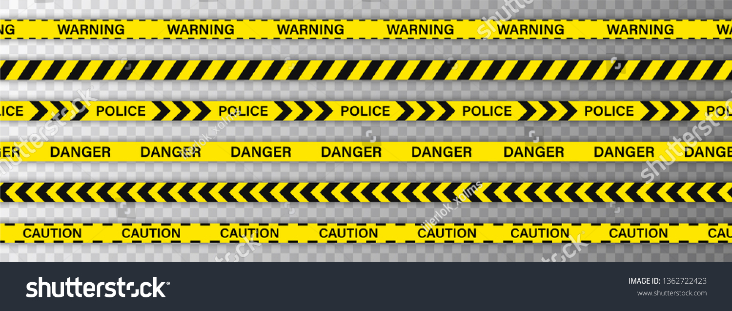 SVG of Creative Police line black and yellow stripe border. Police, Warning, Under Construction, Do not cross, stop, Danger. Set of danger caution seamless tapes. Crime places. Construction sign svg