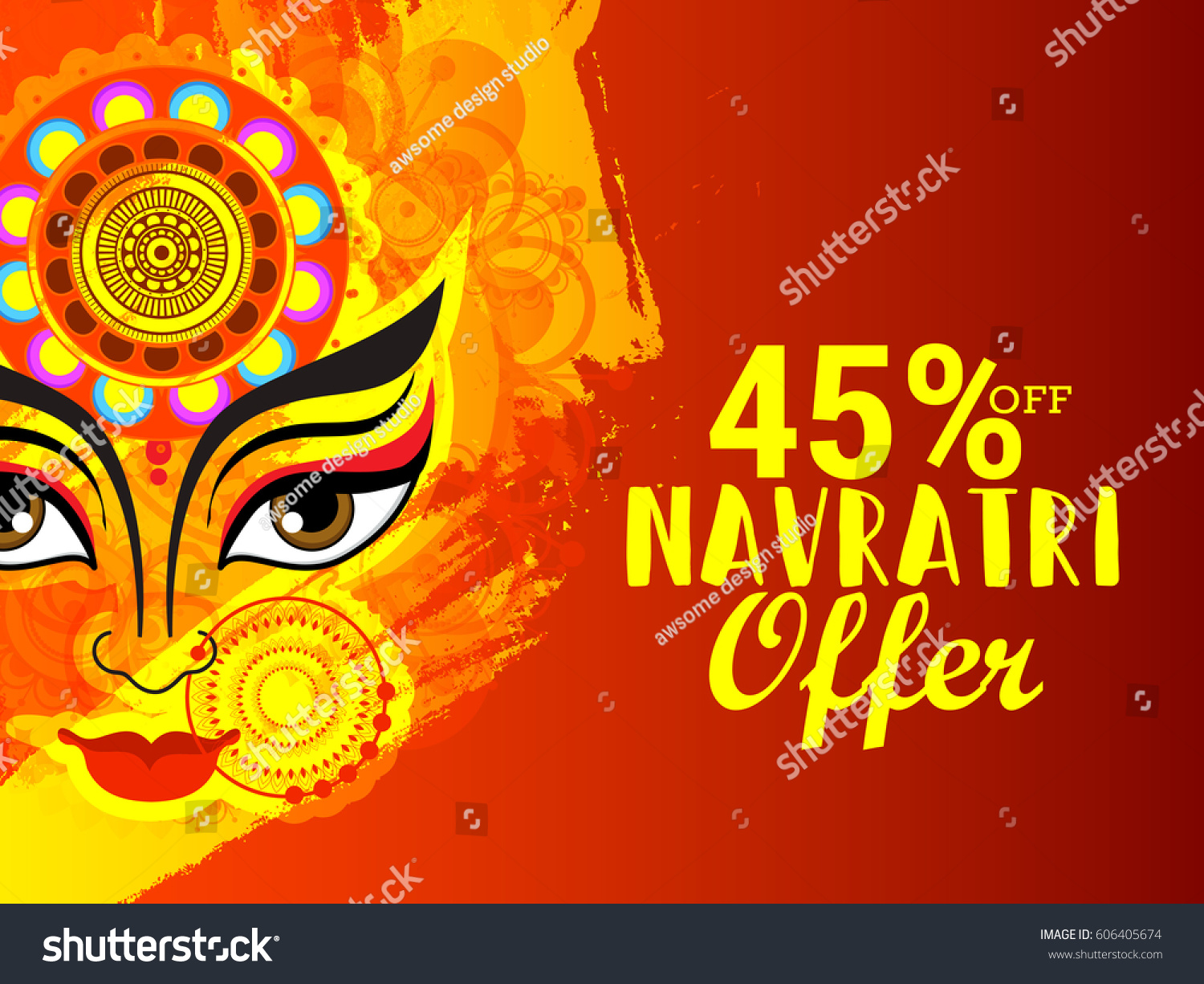 Creative Poster Banner Indian Festival Navratri Stock ...