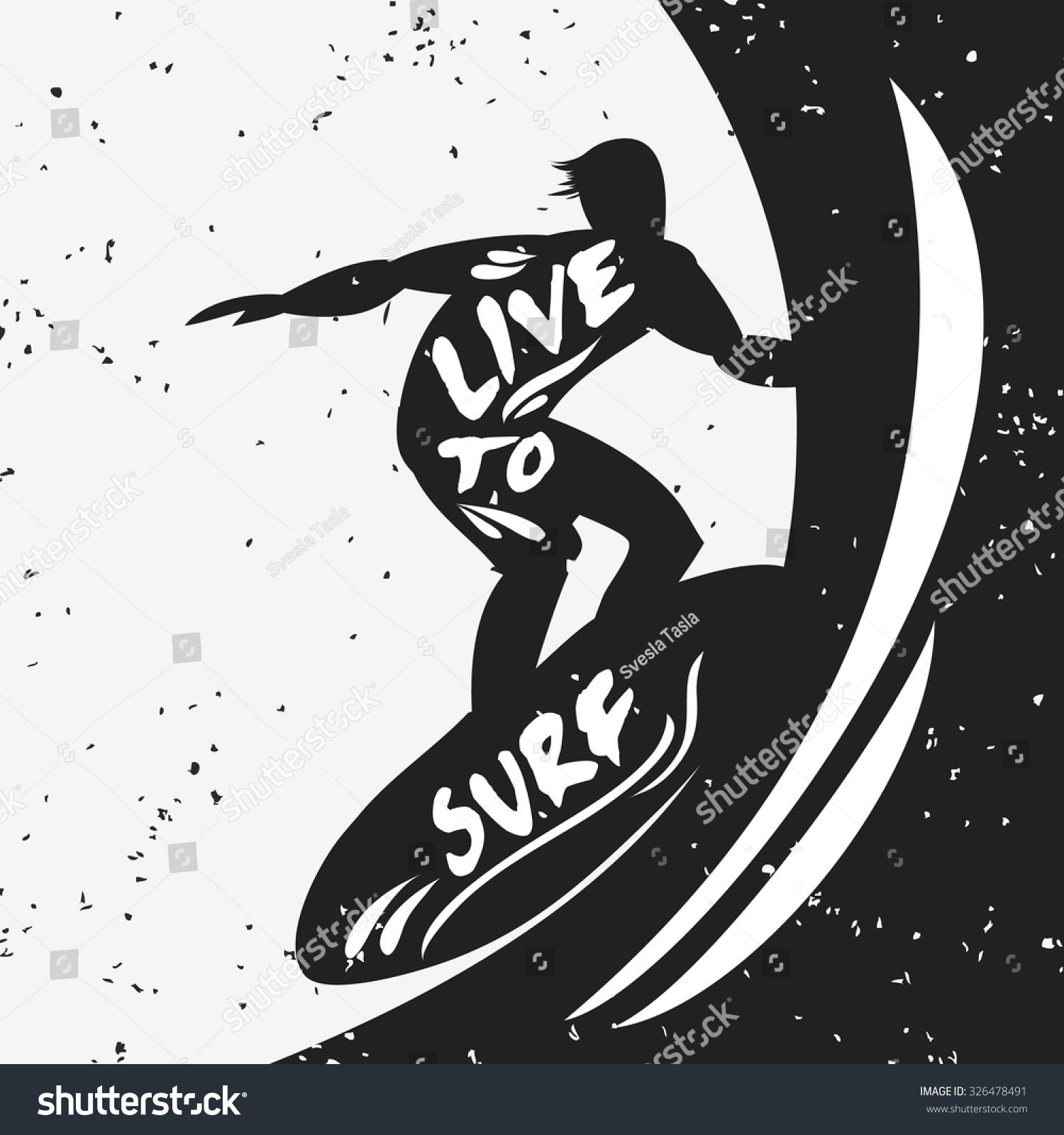 Creative Poster Surfer Silhouette On Grunge Stock Vector 326478491 ...