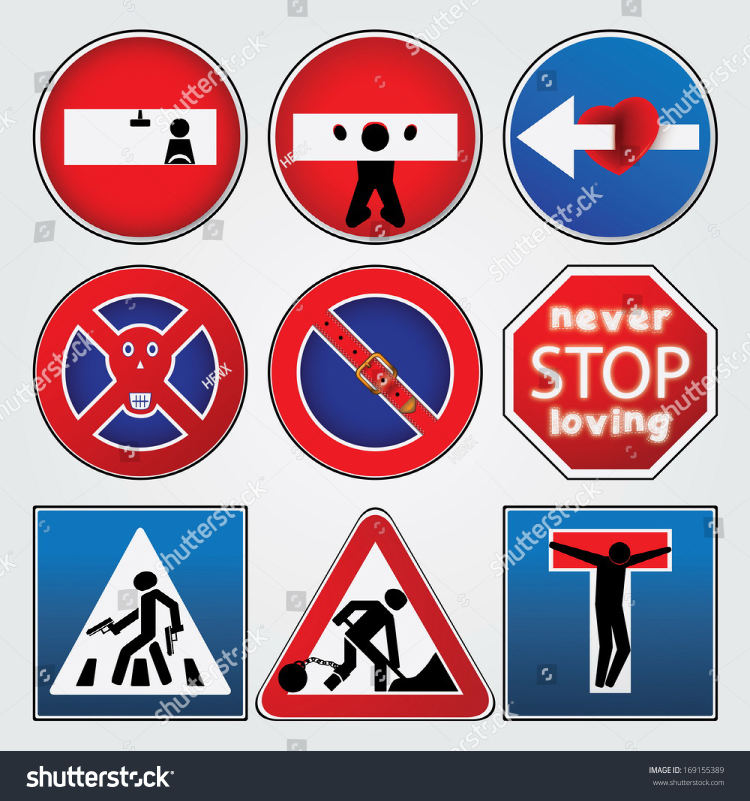 Creative Road Signs Stock Vector Illustration 169155389 : Shutterstock