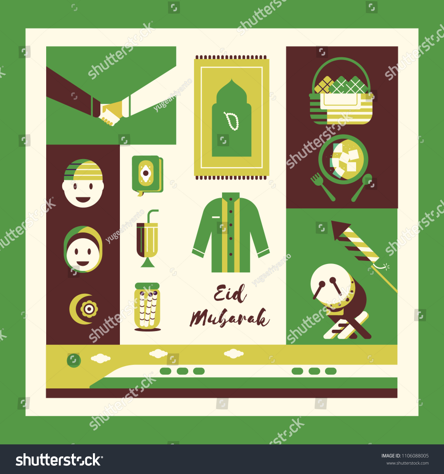 Creative Set Icon Selamat Hari Raya Stock Vector Royalty Free 1106088005