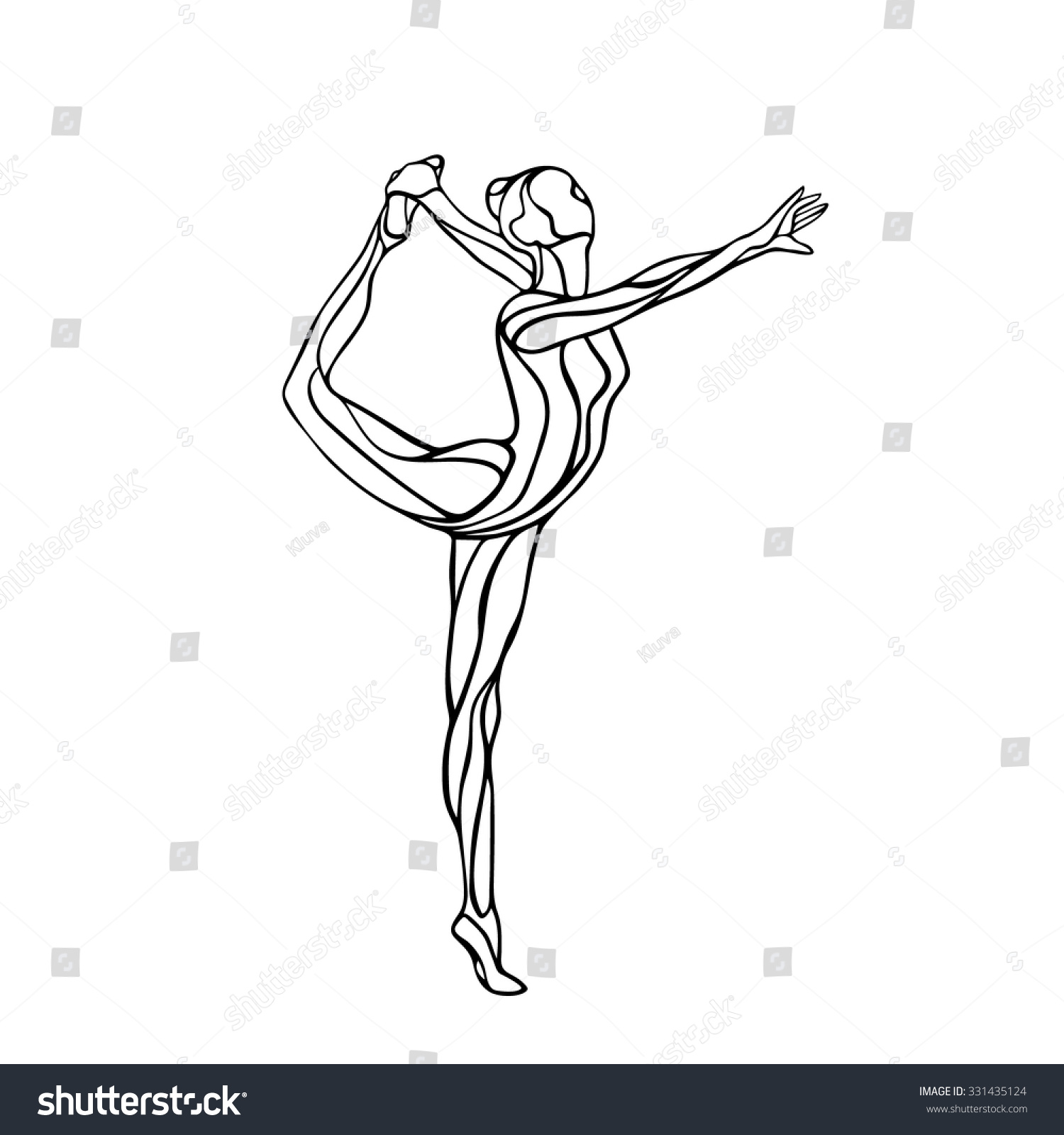 Creative Silhouette Of Gymnastic Girl. Art Rhythmic Gymnastics, Black ...