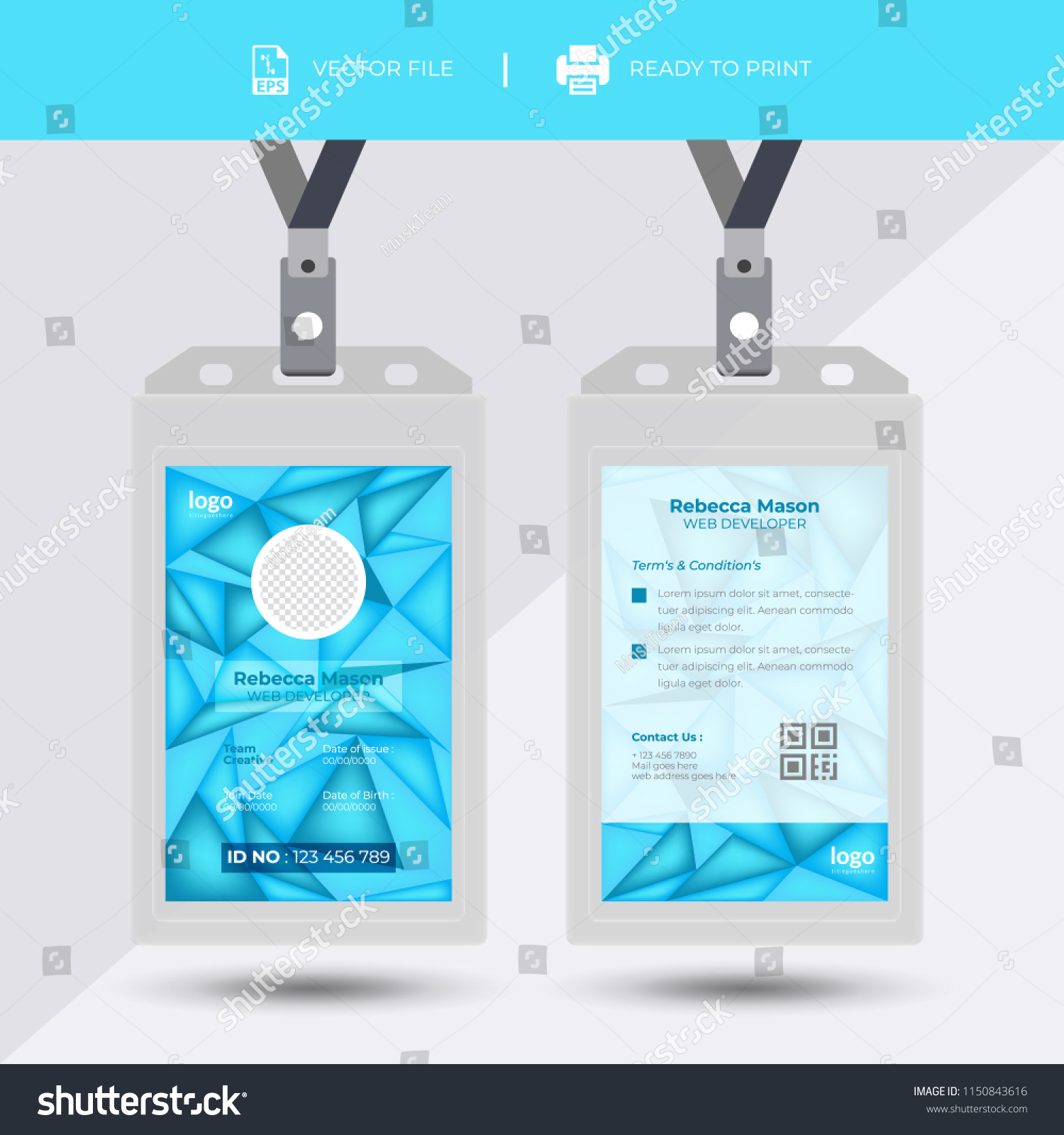 Creative Simple Blue Black Id Card Stock Vector (Royalty Free ...