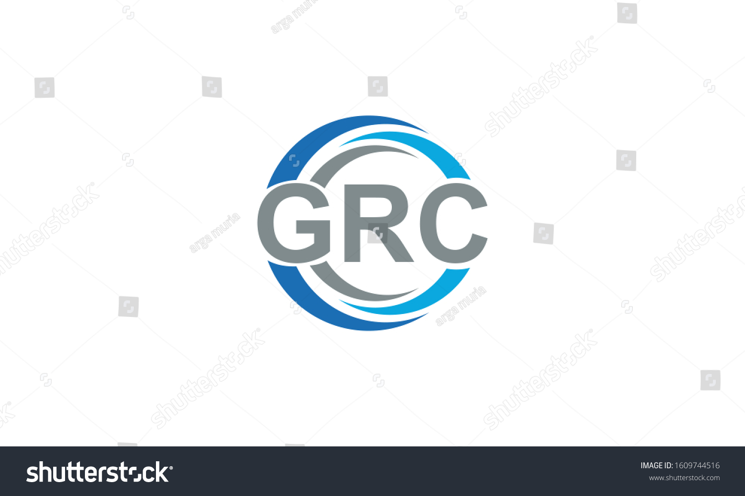 SVG of creative simple geometric GRC initial logo template with blue and grey color for any business, company, accounting financial or digital cryptocurrency, blockchain, Vector illustration eps 10 svg