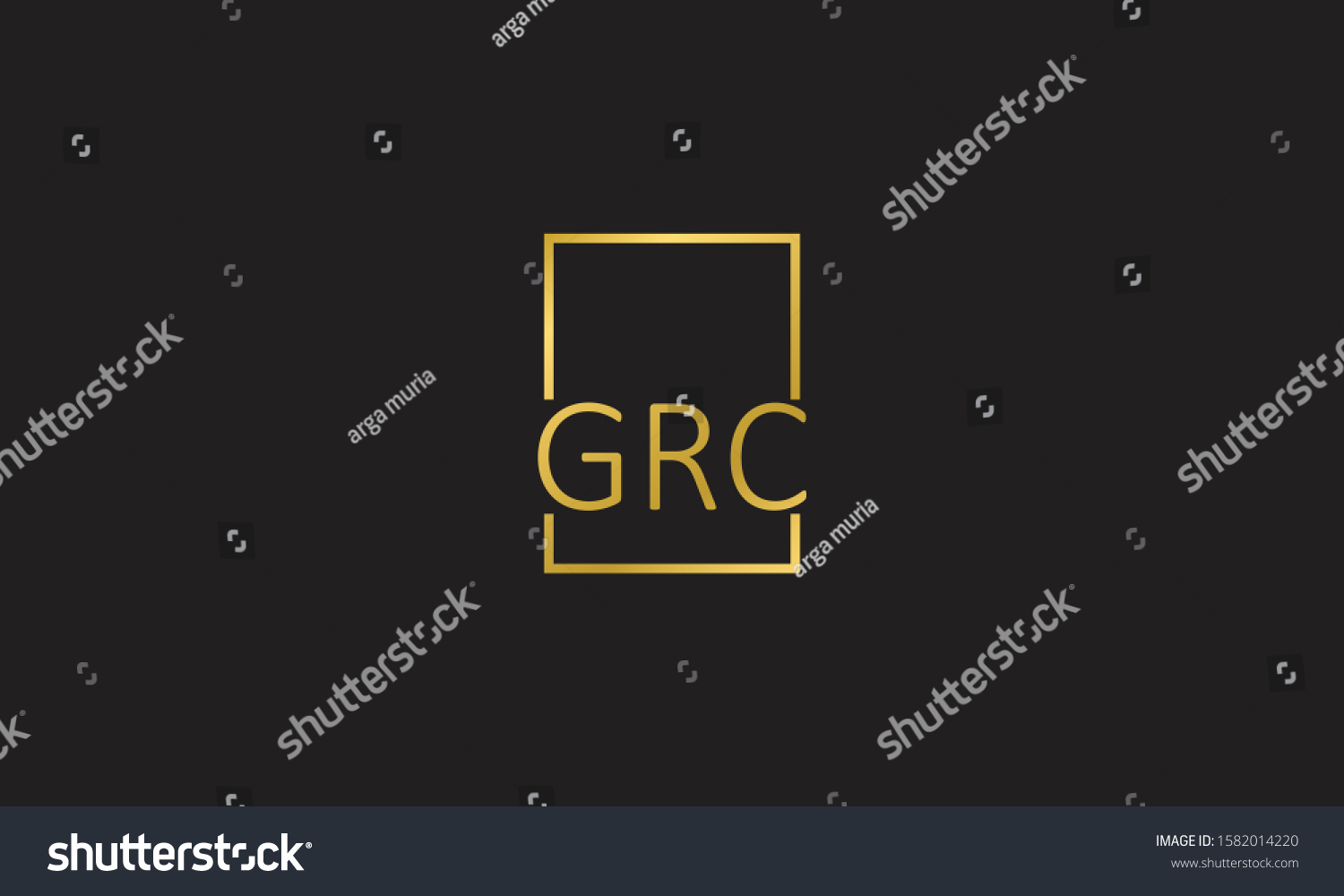 SVG of creative simple geometric GRC initial logo template with golden colour for any business or digital cryptocurrency, blockchain, Vector illustration eps 10 svg