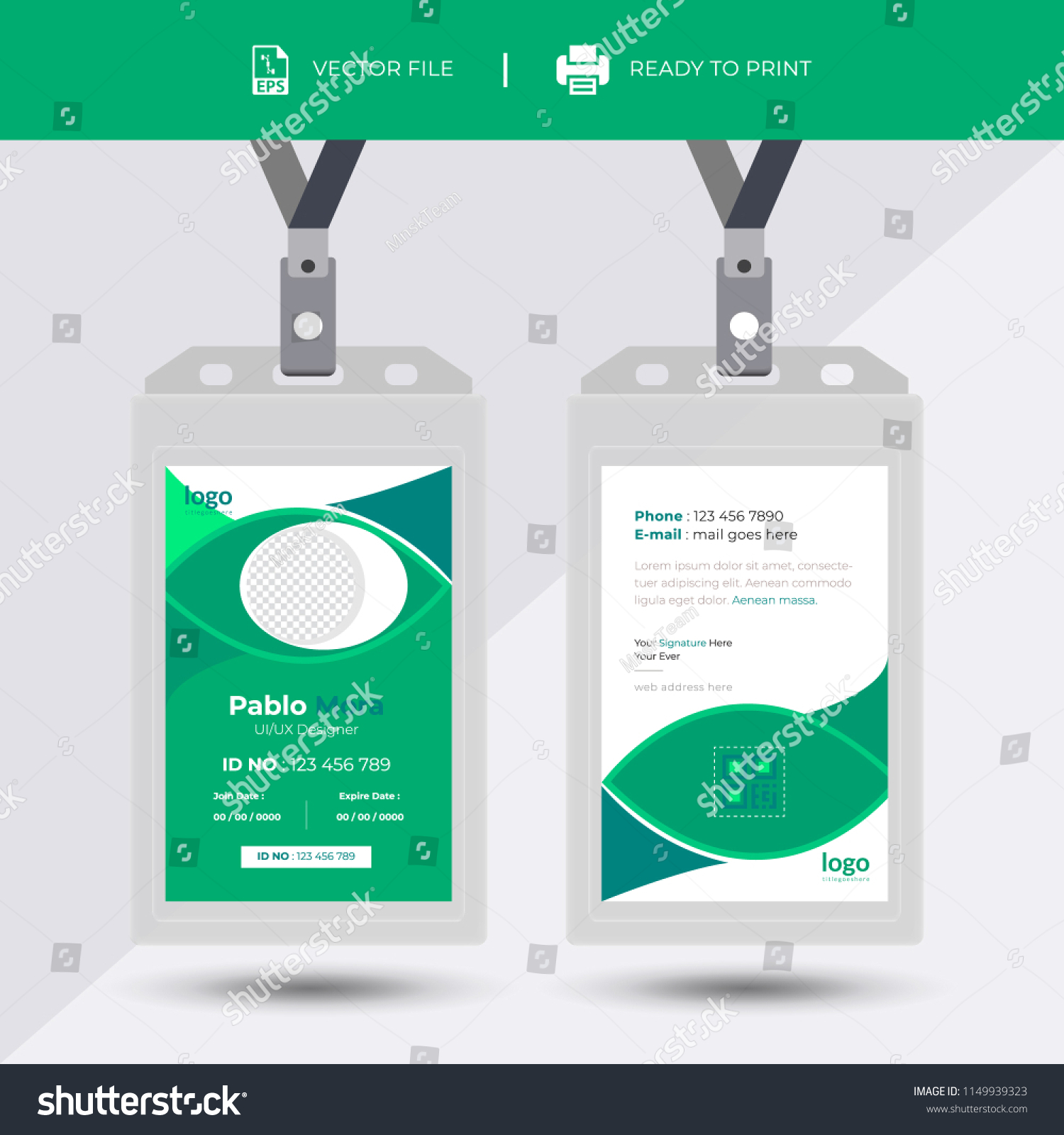 Creative Simple Green Black Id Card Stock Vector (Royalty Free ...