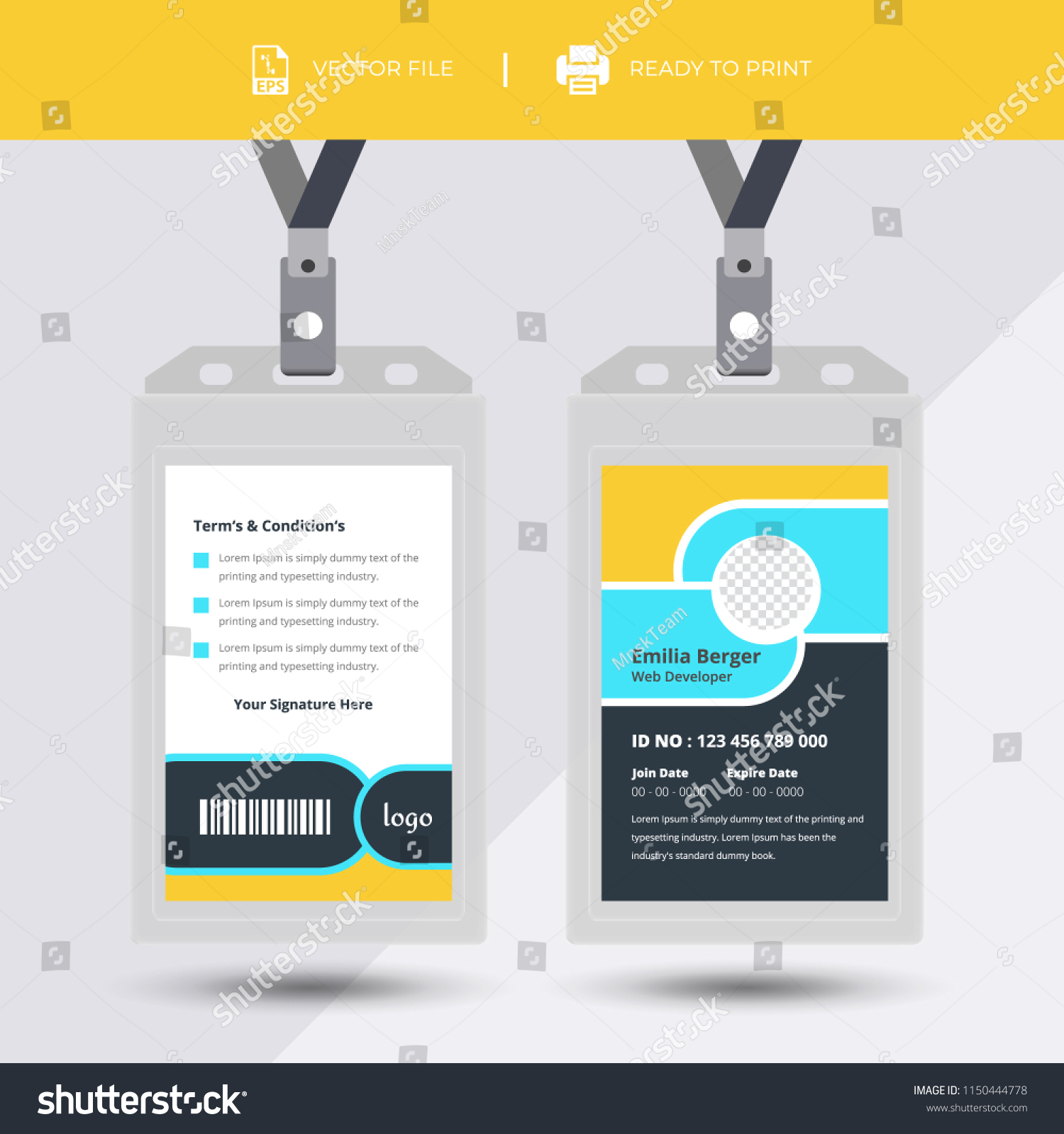 Creative Simple Yellow Black Id Card Stock Vector (Royalty Free) 1150444778