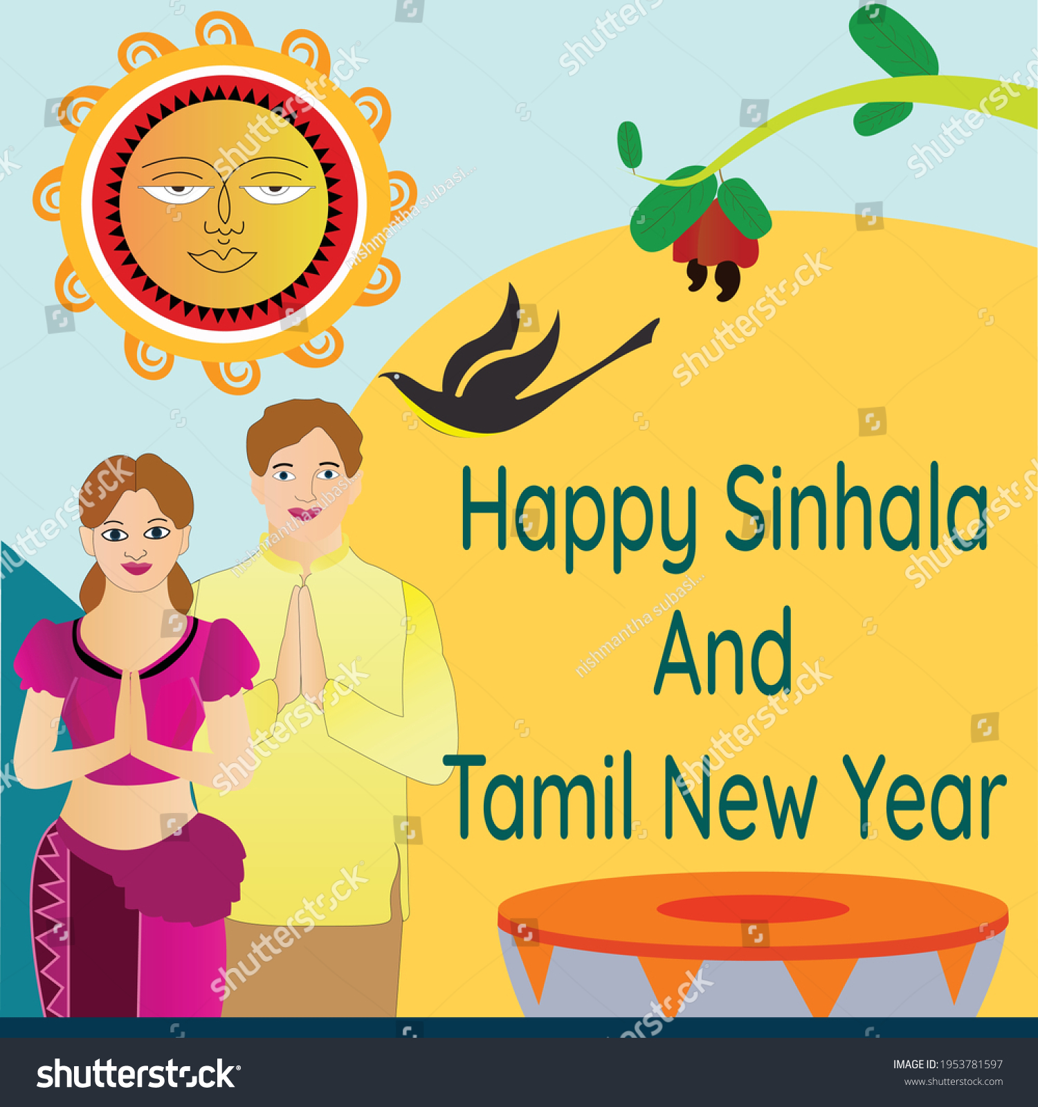 Creative Sinhala Tamil New Year Vector Stock Vector (Royalty Free ...