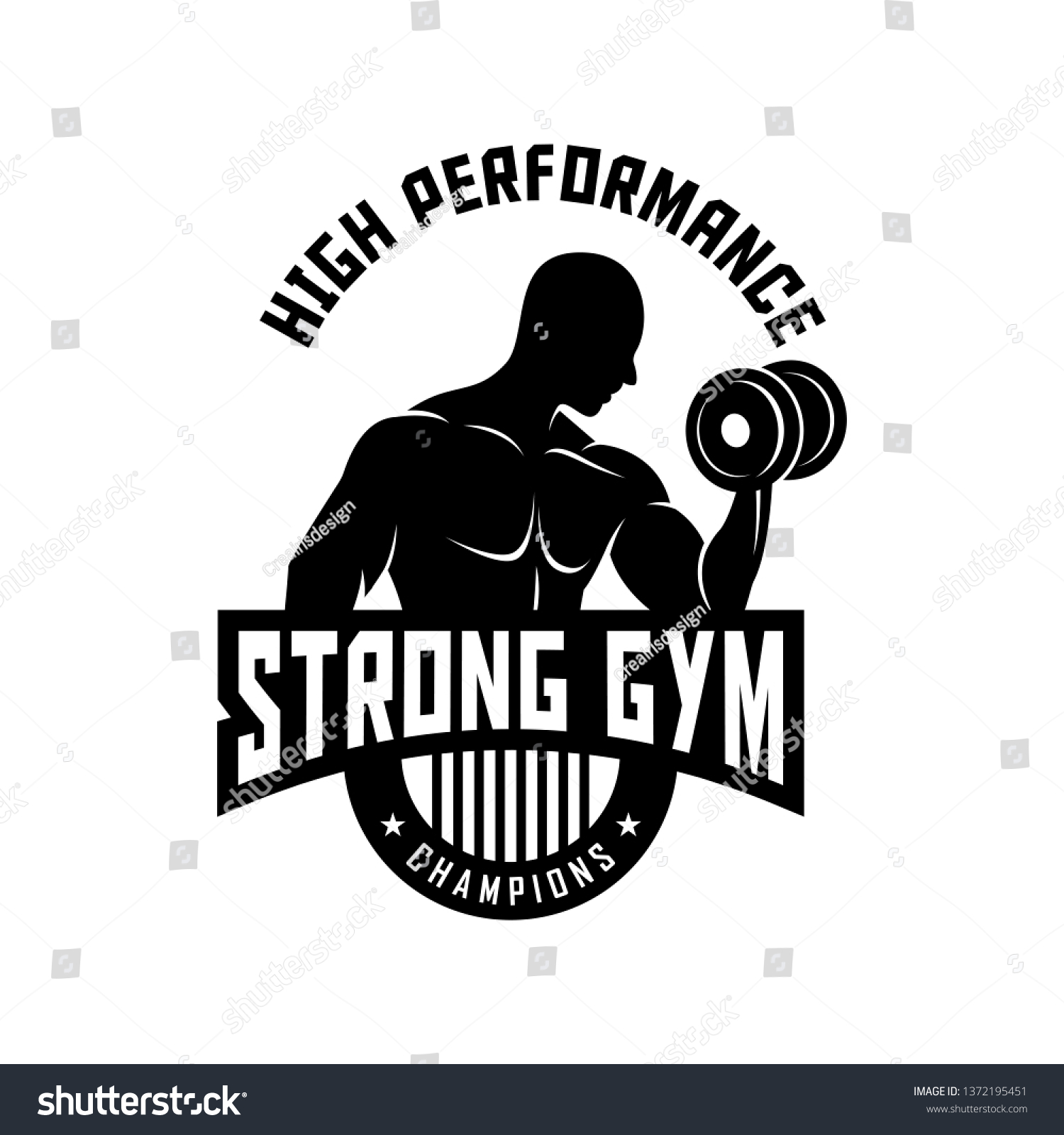 Creative Sport Gym Vector Badge Template Vector De Stock Libre De Regalías 1372195451 0212