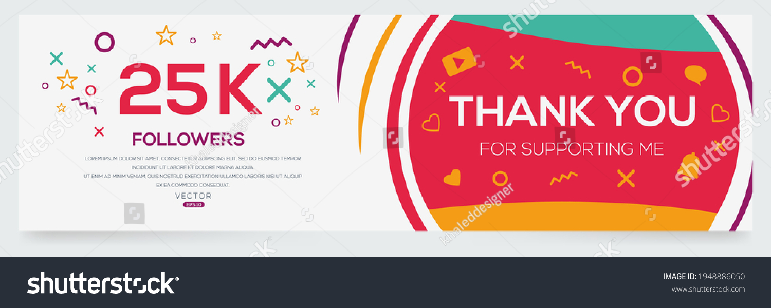 SVG of Creative Thank you (25k, 25000) followers celebration template design for social network and follower ,Vector illustration. svg