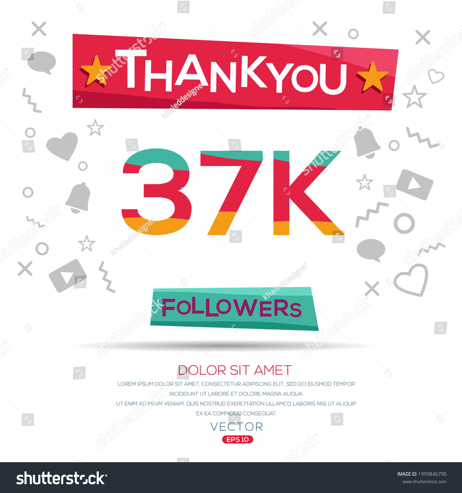 SVG of Creative Thank you (37k, 37000) followers celebration template design for social network and follower ,Vector illustration. svg
