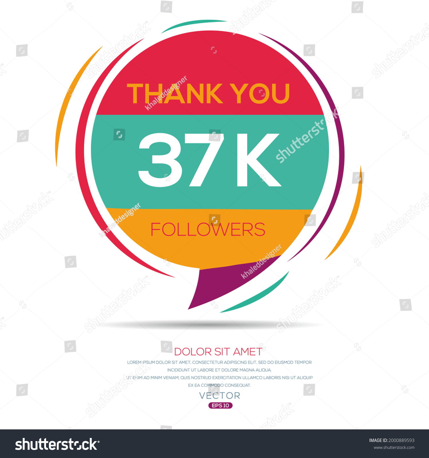 SVG of Creative Thank you (37k, 37000) followers celebration template design for social network and follower ,Vector illustration. svg