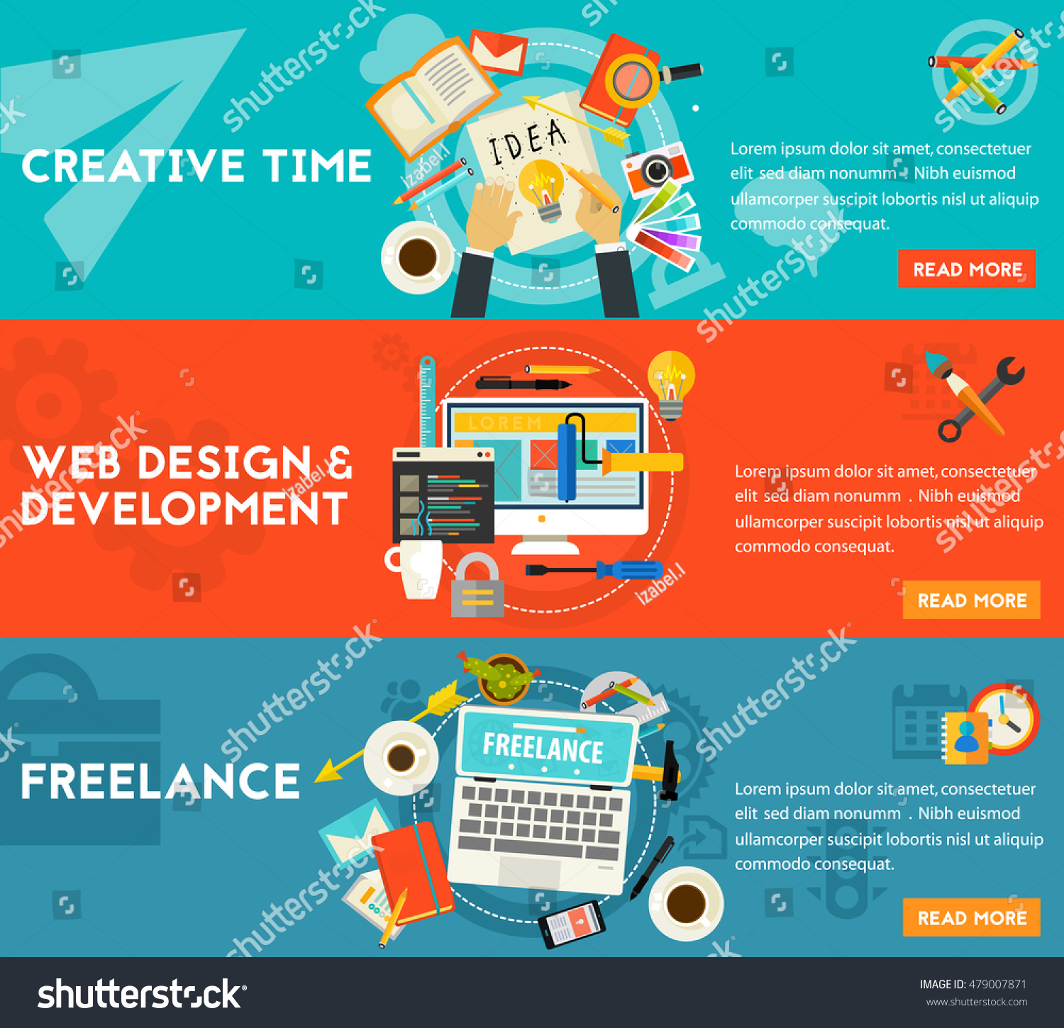 Creative Time Freelance design Development Concept Stock Vector