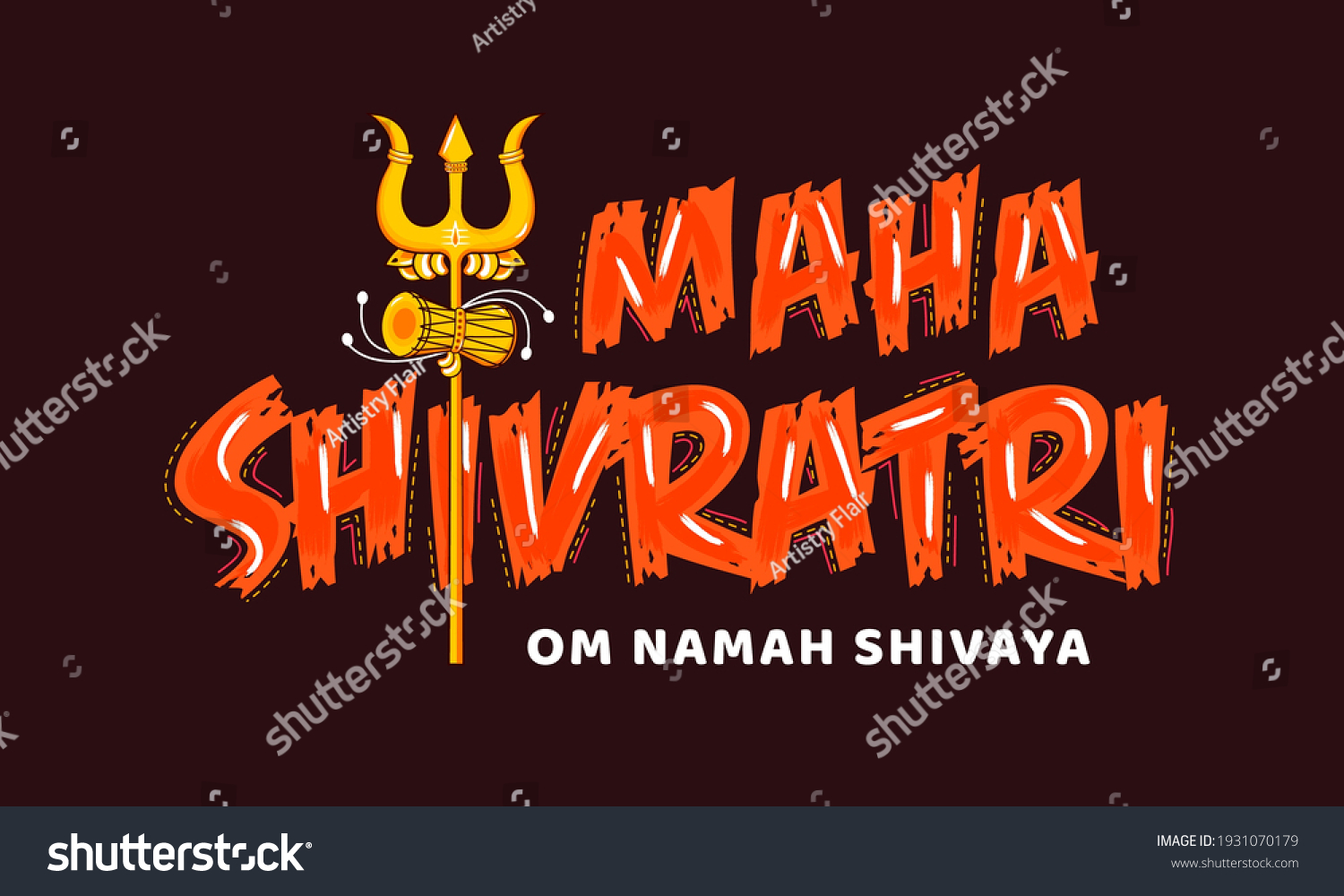 SVG of Creative typography of Mahashivratri ,elements with Hindi text Om namah shivaya. svg