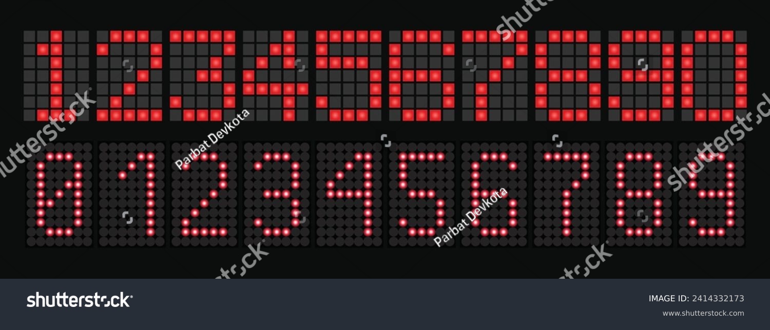 SVG of Creative vector illustration of american football scoreboard. Set of Art design sport game score with digital LED dots. svg