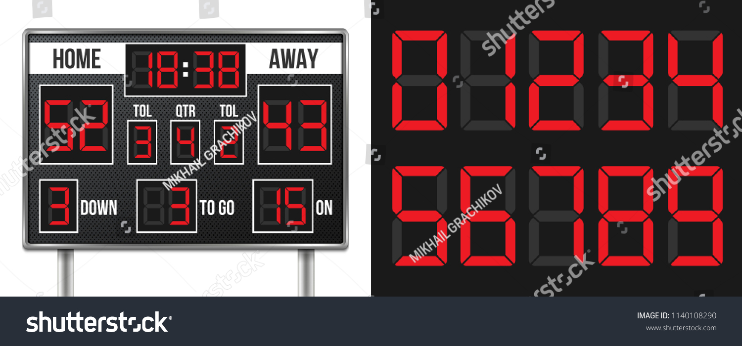 SVG of Creative vector illustration of american football scoreboard with infographics isolated on transparent background. Art design sport game score with digital LED dots. Abstract concept graphic element. svg