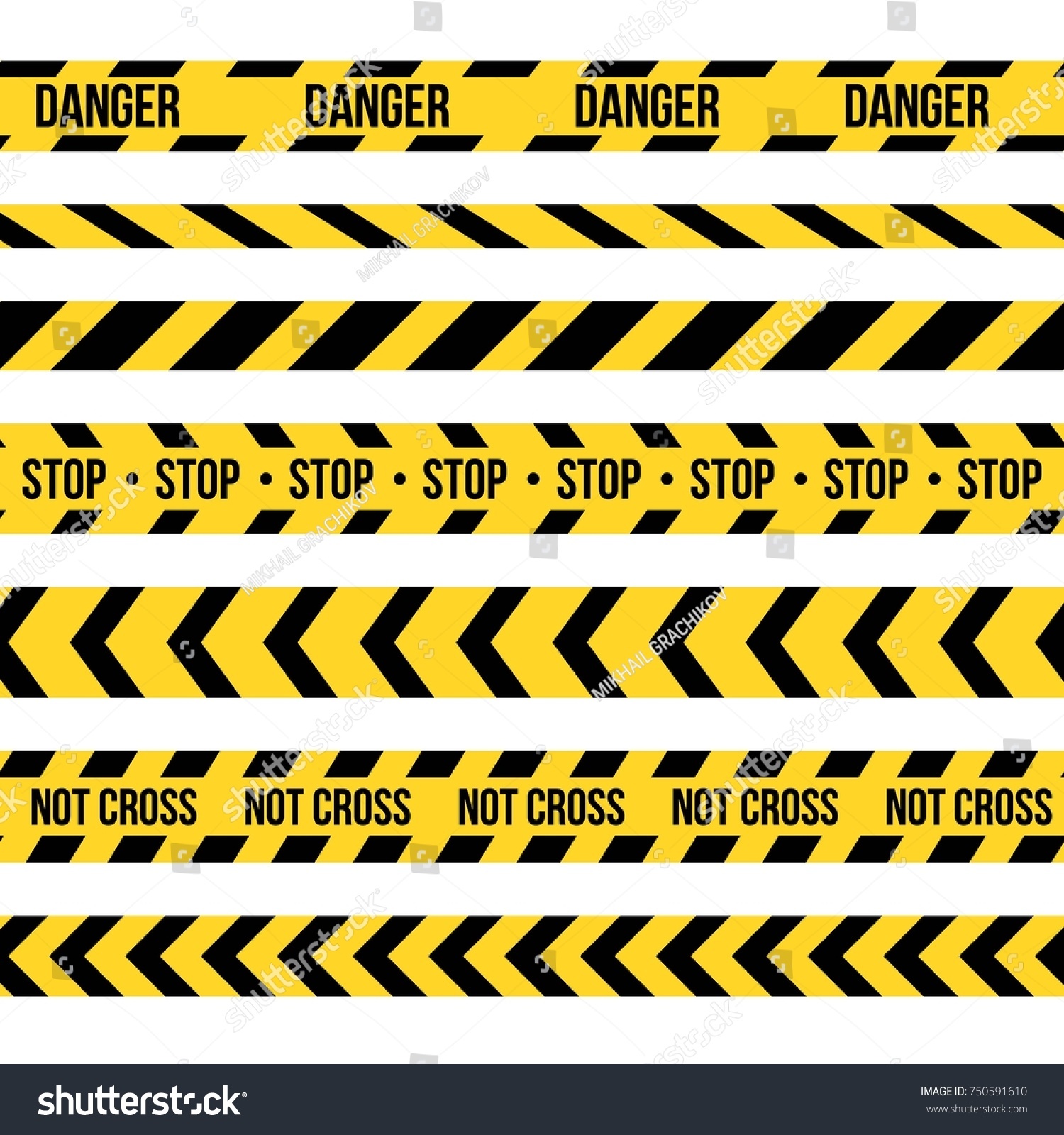 SVG of Creative vector illustration of black and yellow police stripe border. Set of danger caution seamless tapes. Art design line of crime places. Abstract concept graphic element. Construction sign svg