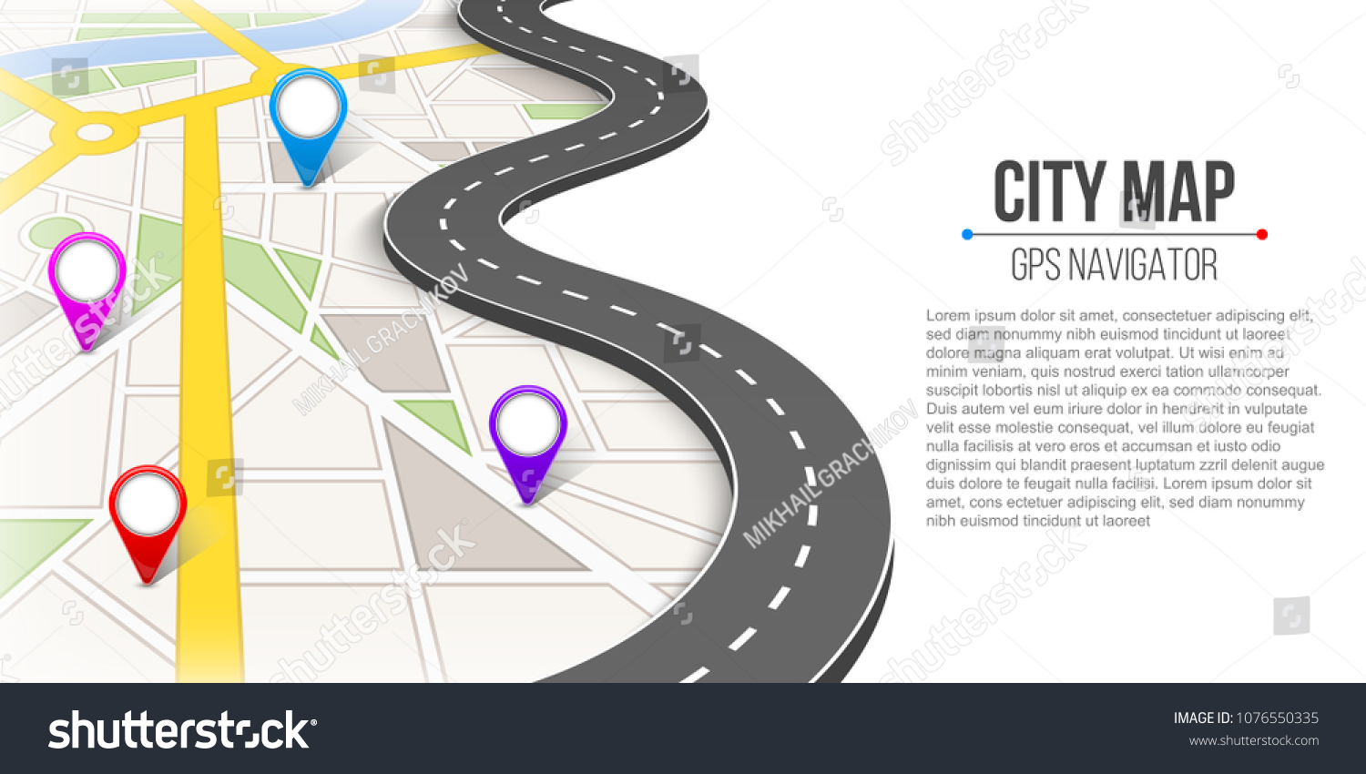 Creative Vector Illustration Map City Street Stock Vector (Royalty Free ...