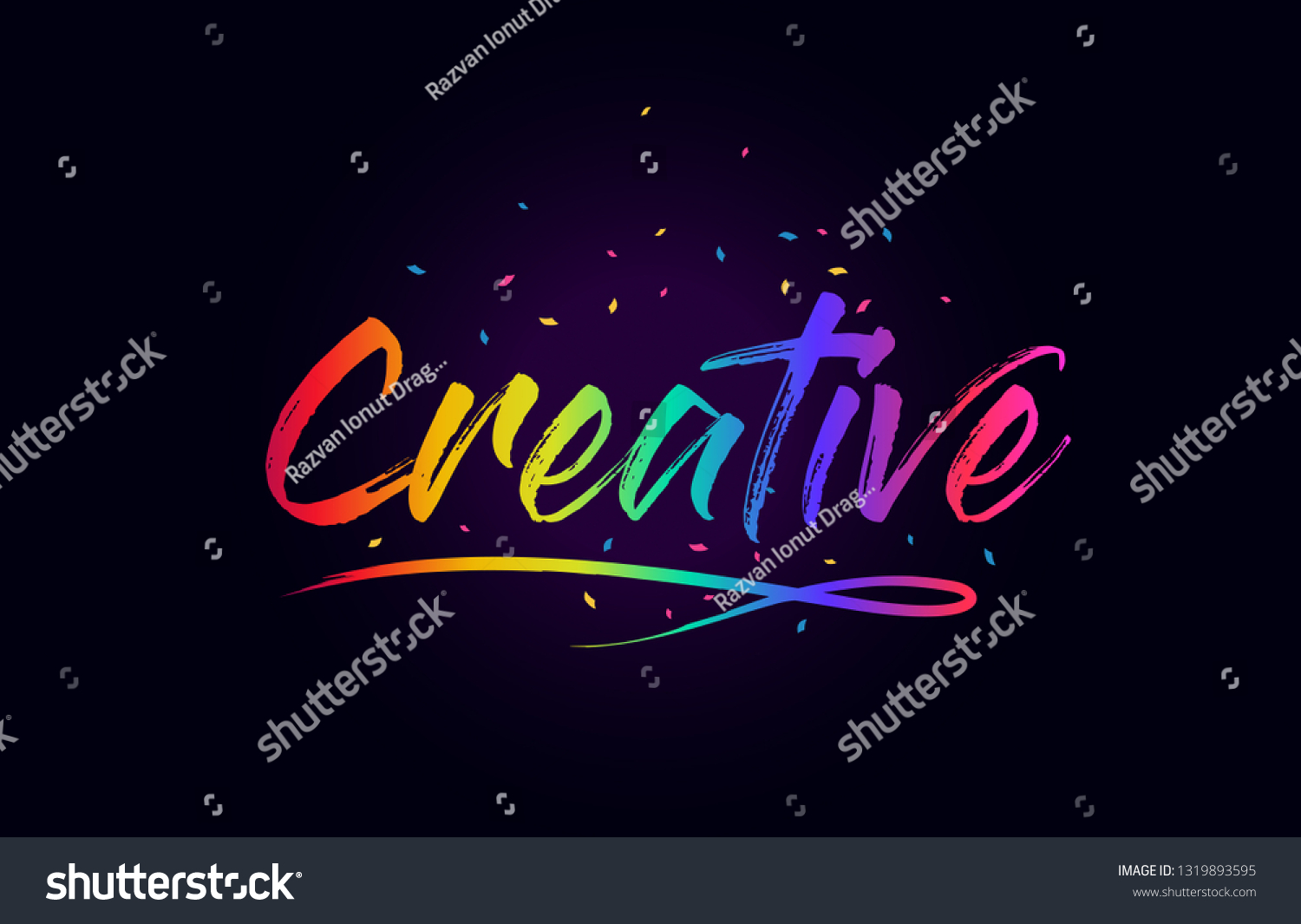 Creative Word Text Handwritten Rainbow Vibrant Stock Vector (Royalty ...