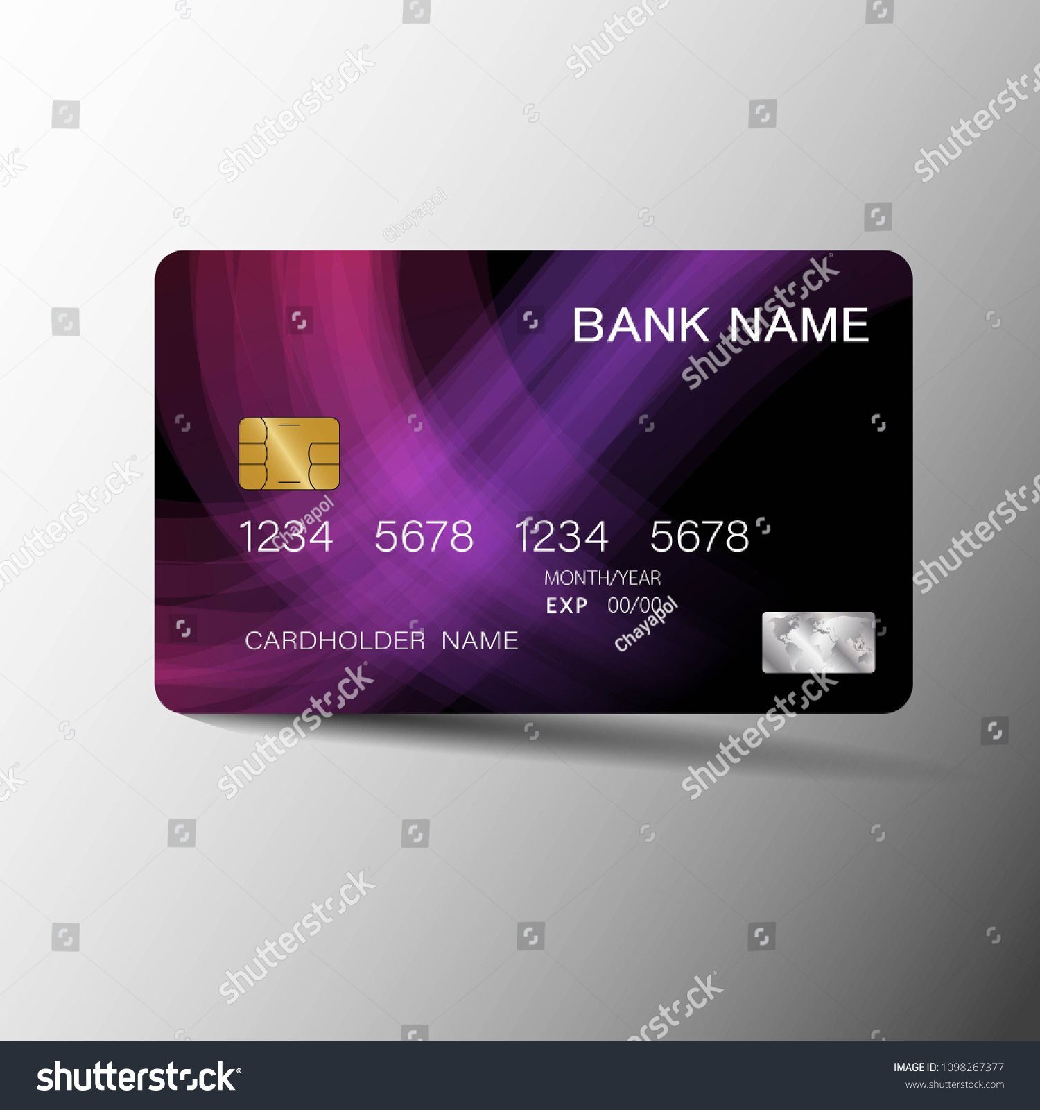 Credit Card Design Purple Black Color Stock Vector (Royalty Free