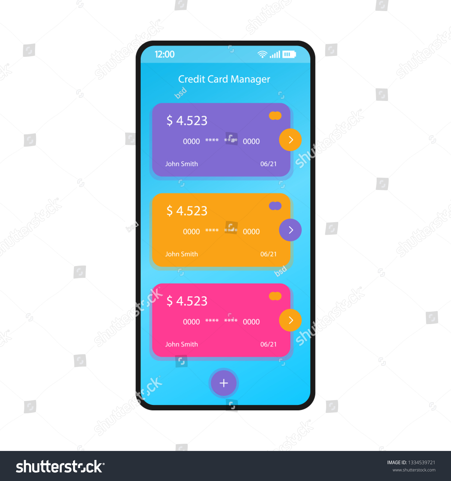 Credit Card Manager Smartphone Interface Vector Stock Vector Royalty Free 1334539721