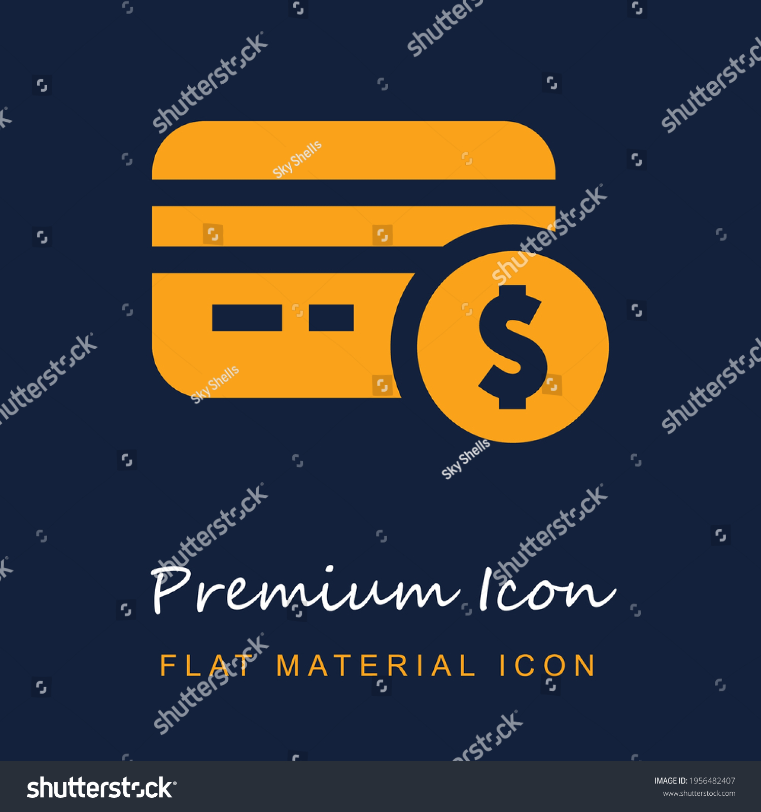 SVG of Credit Card premium material ui ux isolated vector icon in navy blue and orange colors svg