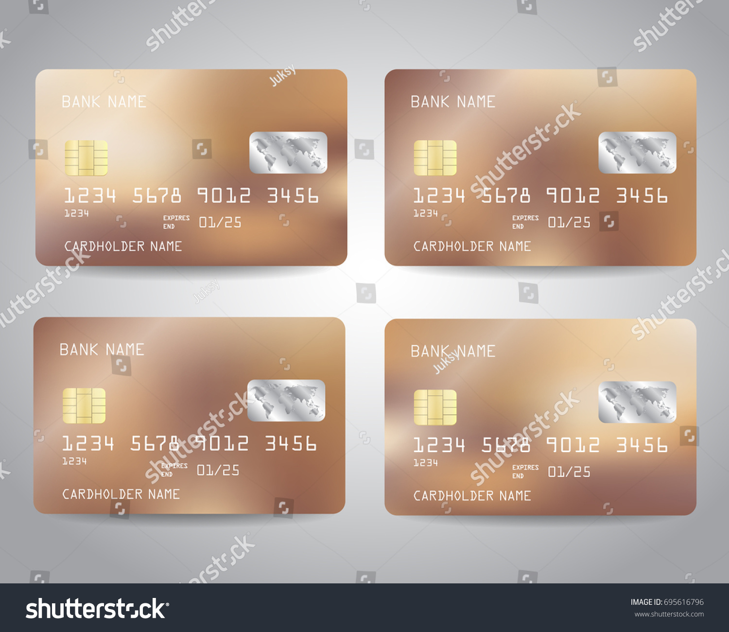 Credit Cards Set Bronze Design Background Stock Vector (Royalty Free ...