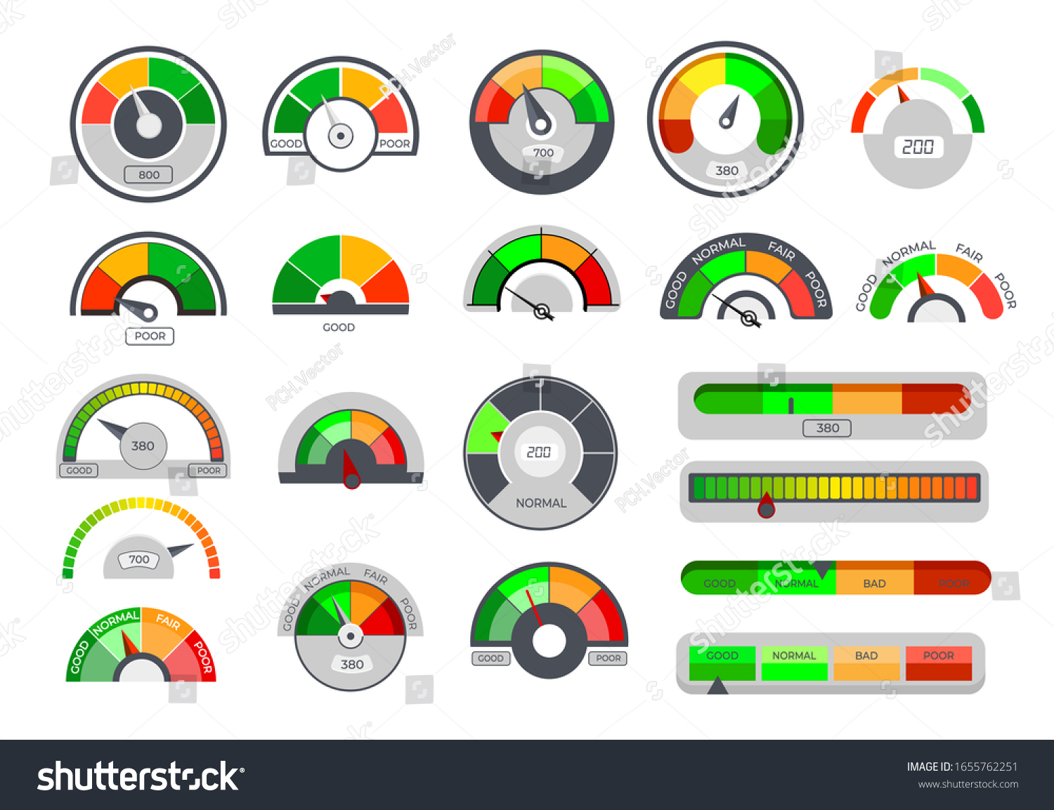SVG of Credit limit gauges. Score indicators, speedometer scales with arrows, loan ceiling level, financial rating meter. Vector illustration set for finance, mortgage, measurement concept svg