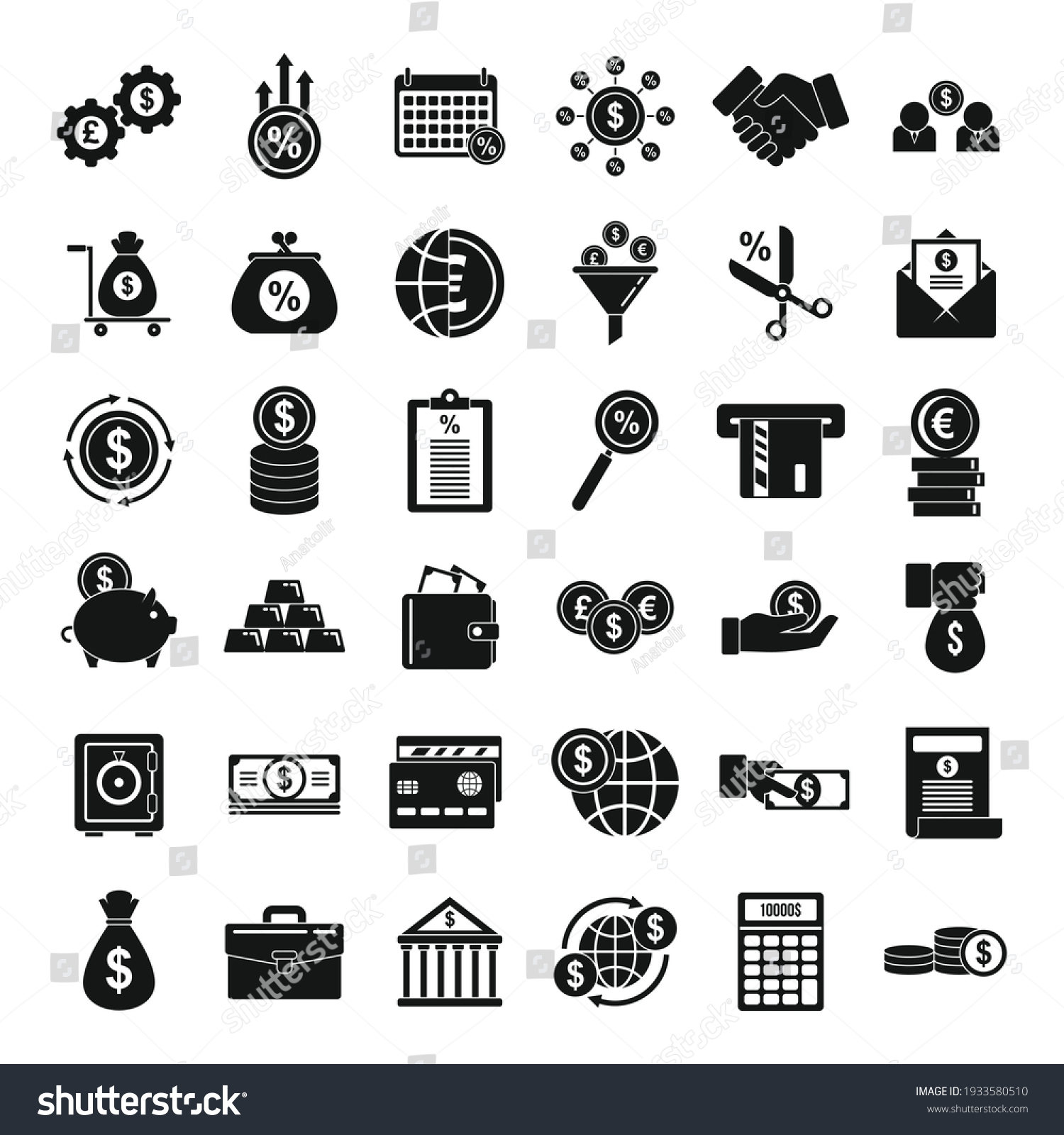 Credit Union Icons Set Simple Set Stock Vector (royalty Free 