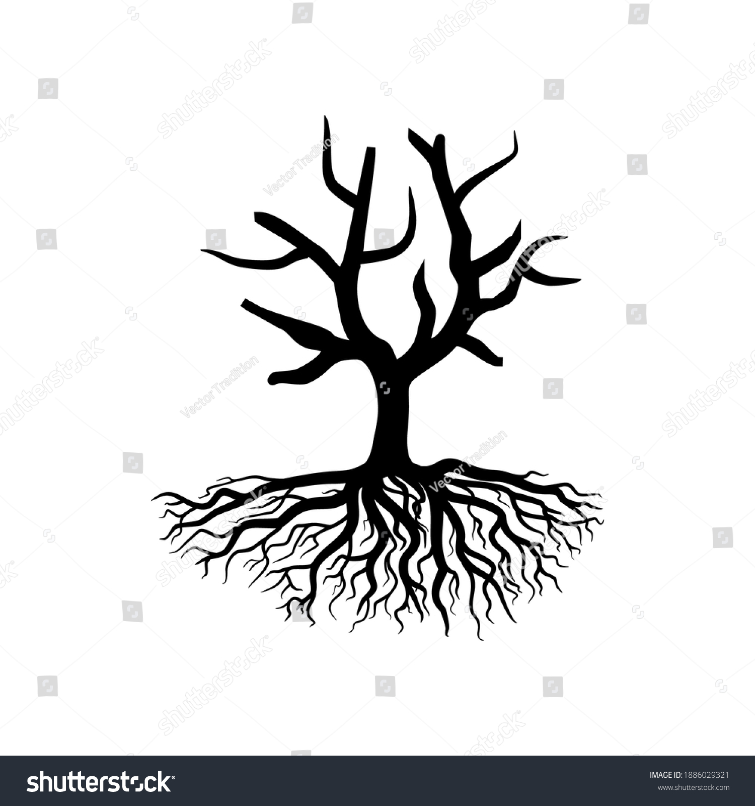 Creepy Dead Tree Silhouette Vector Illustration Stock Vector (royalty 