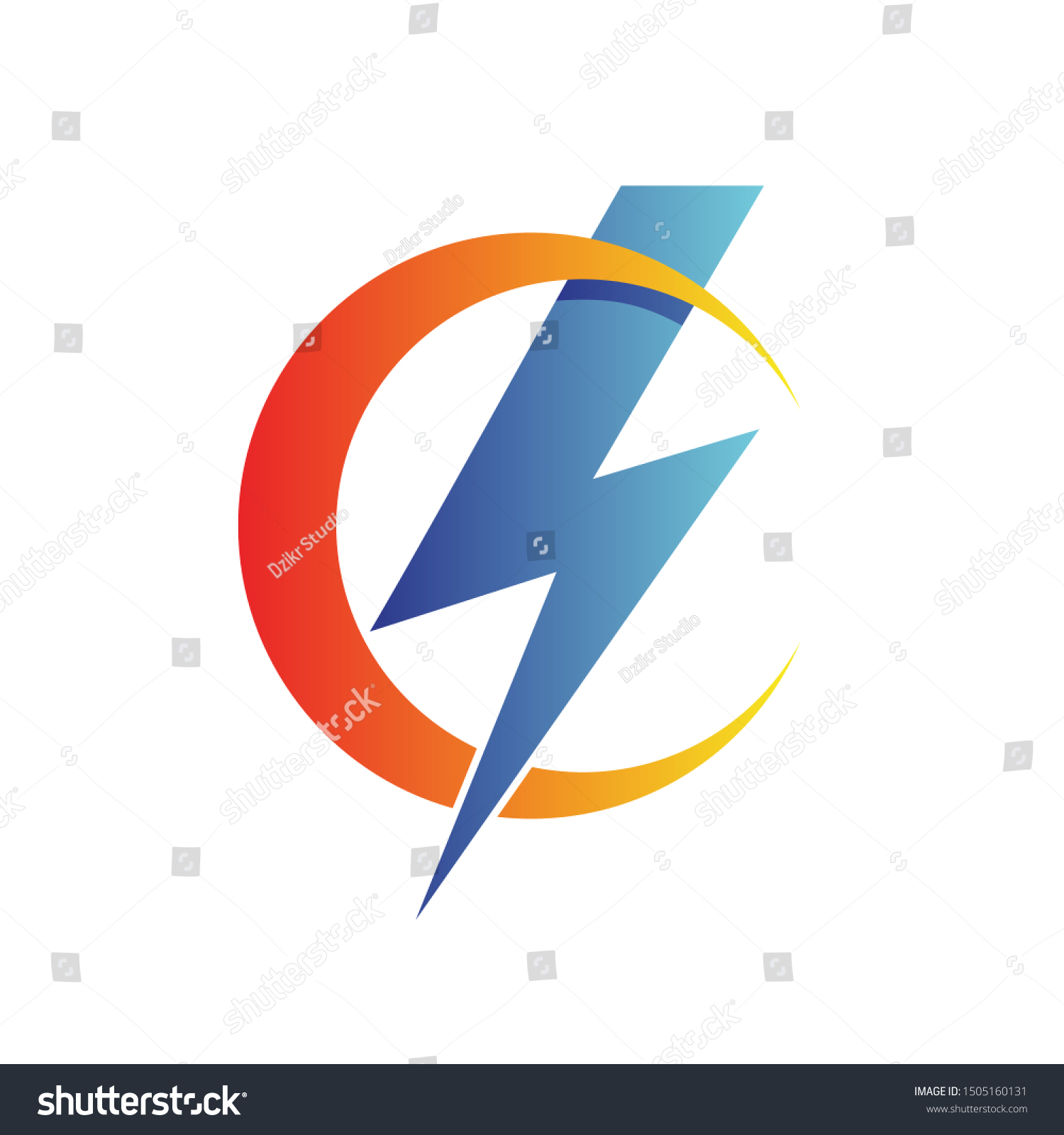 Crescent Moon Thunder Logo Design Stock Vector (Royalty Free ...